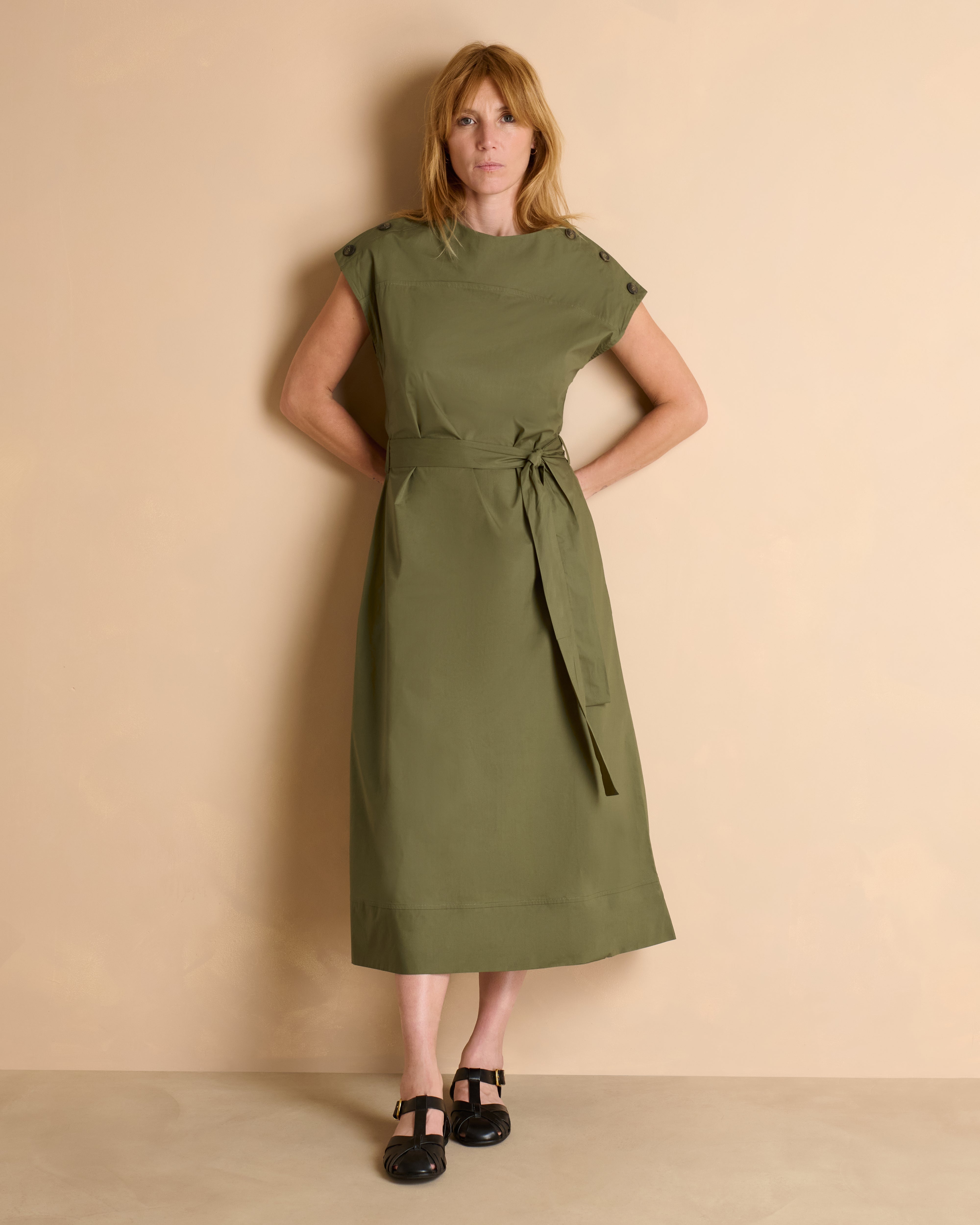 Robe longue kaki manches kimono RACHEL/13341/223