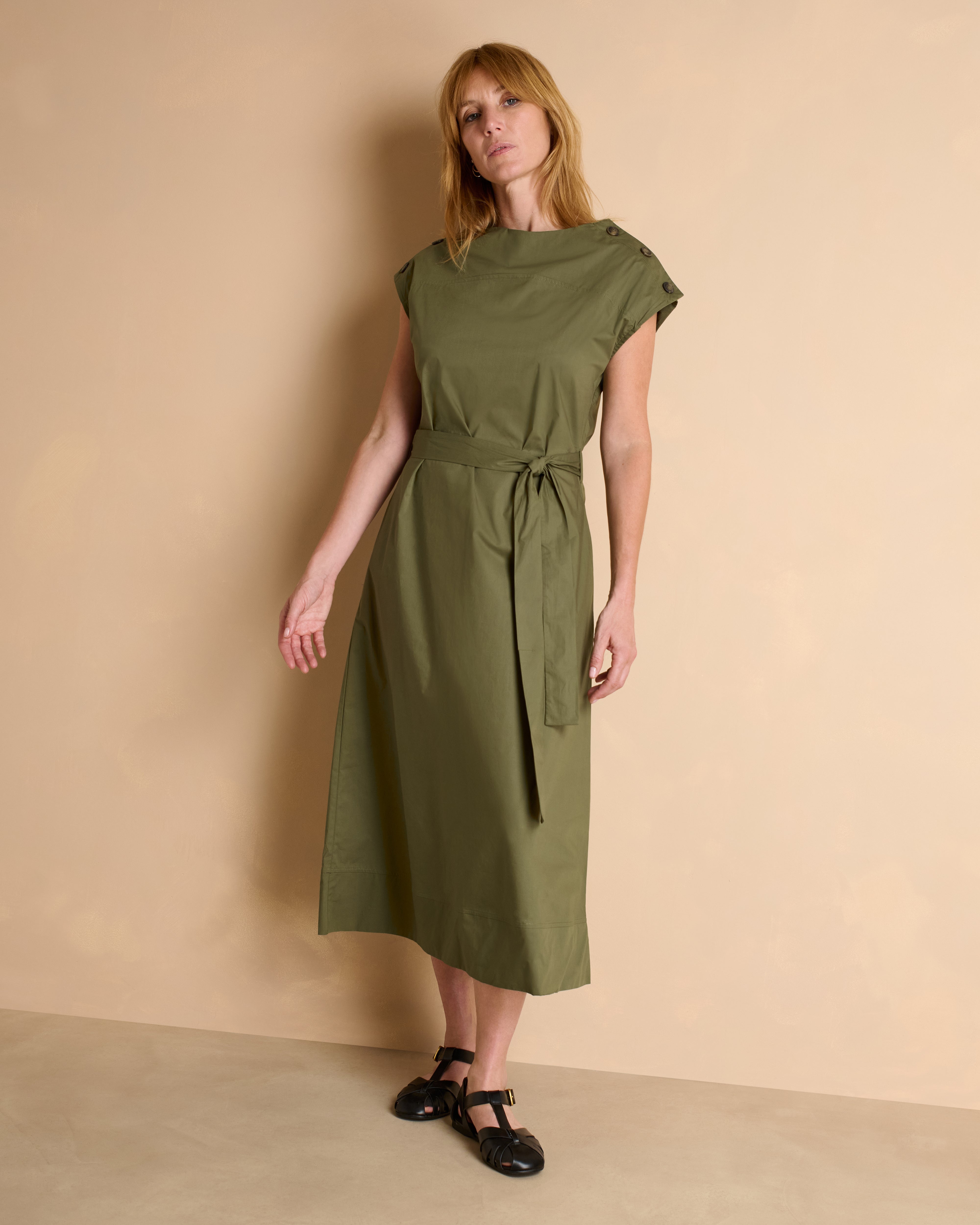 Robe longue kaki manches kimono RACHEL/13341/223