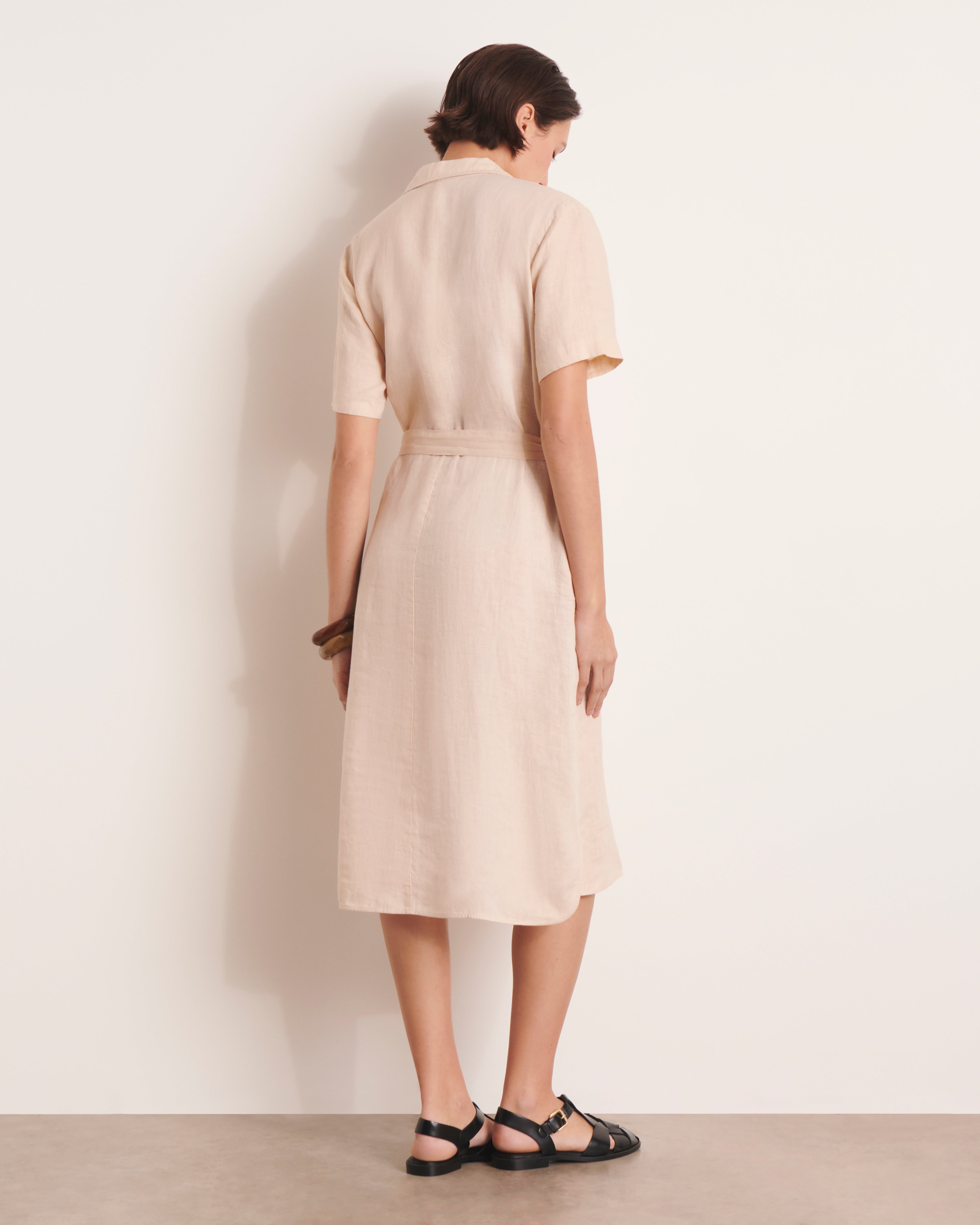 Robe chemisier beige longueur midi RAFINA/13124/002