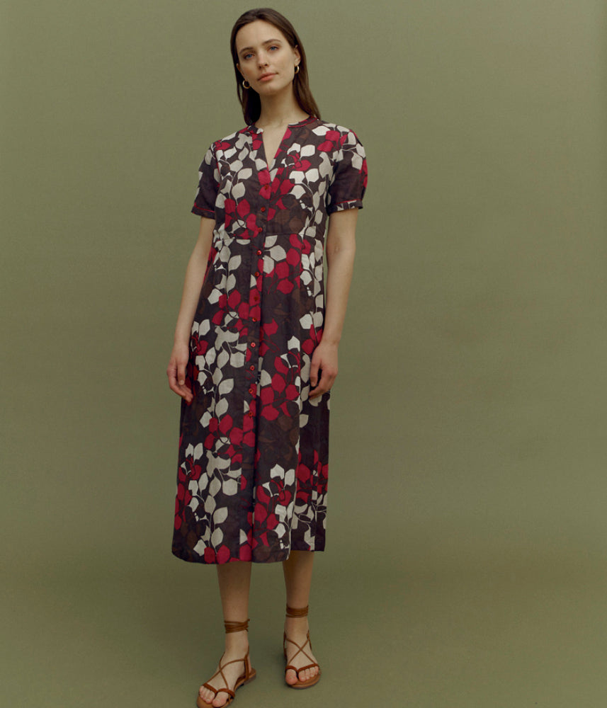 Printed linen midi dress RAMAR85/85311/650