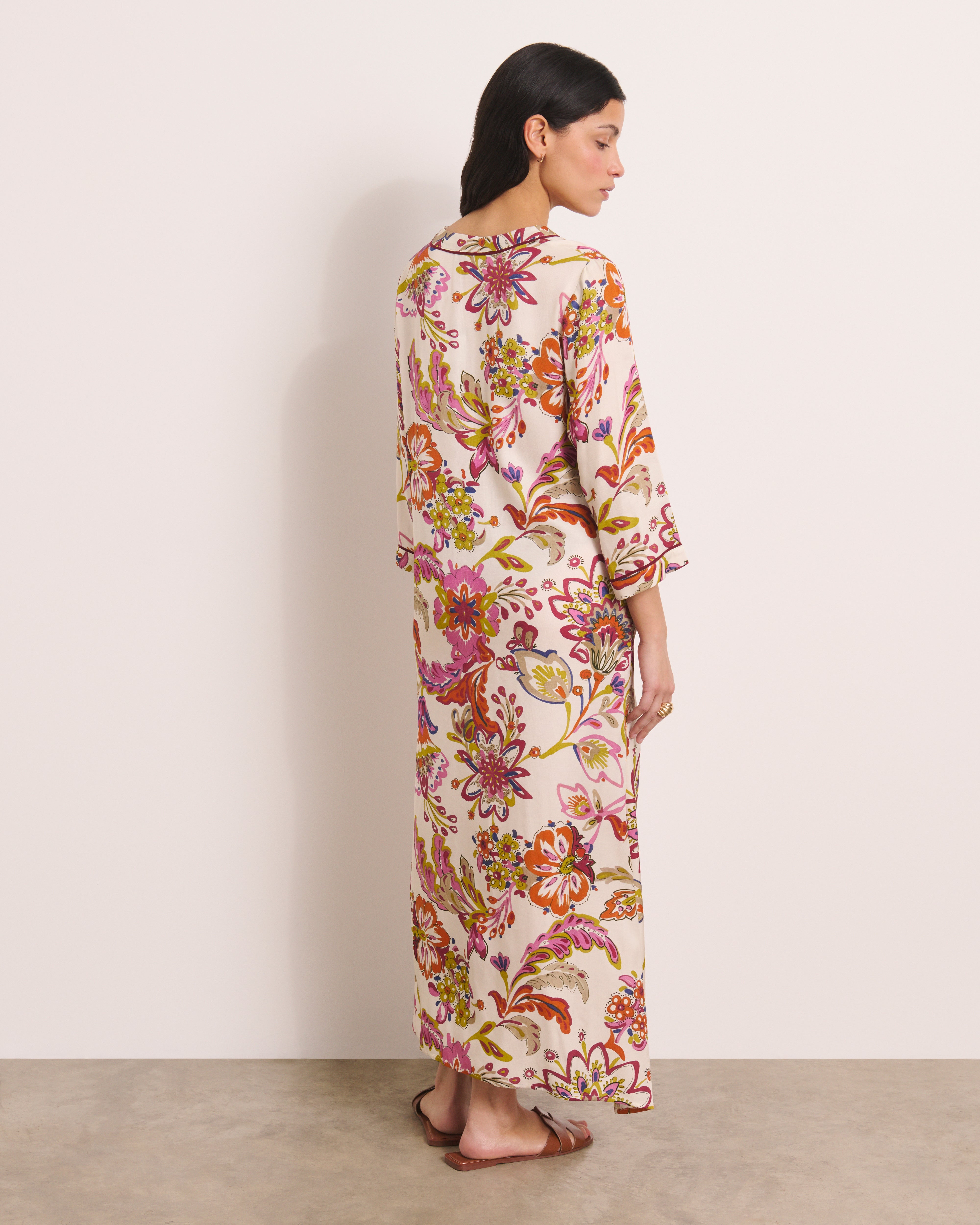 Robe longue beige imprimée RECUERDA/13169/523