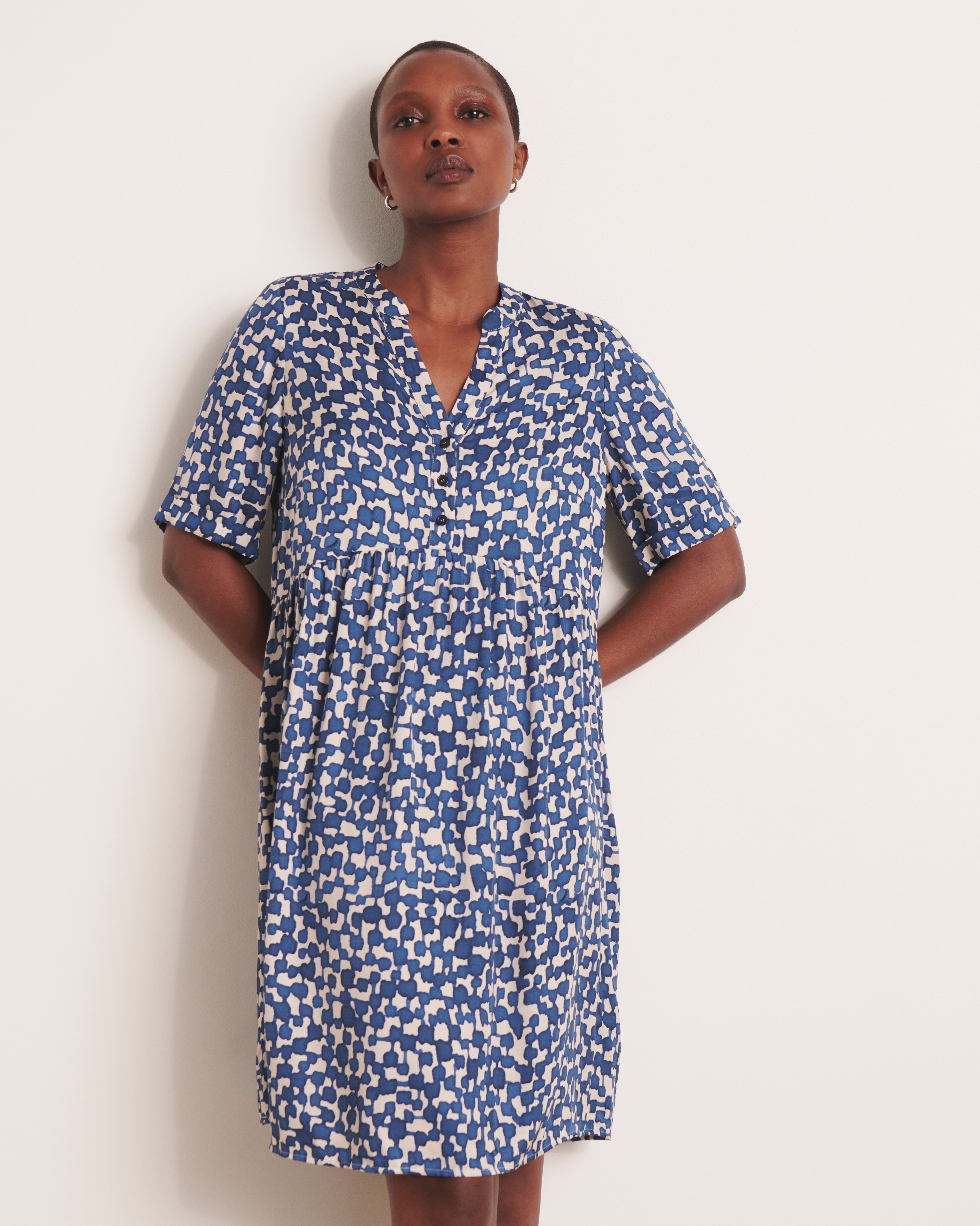 Robe courte bleue imprimée RECIF/13224/630