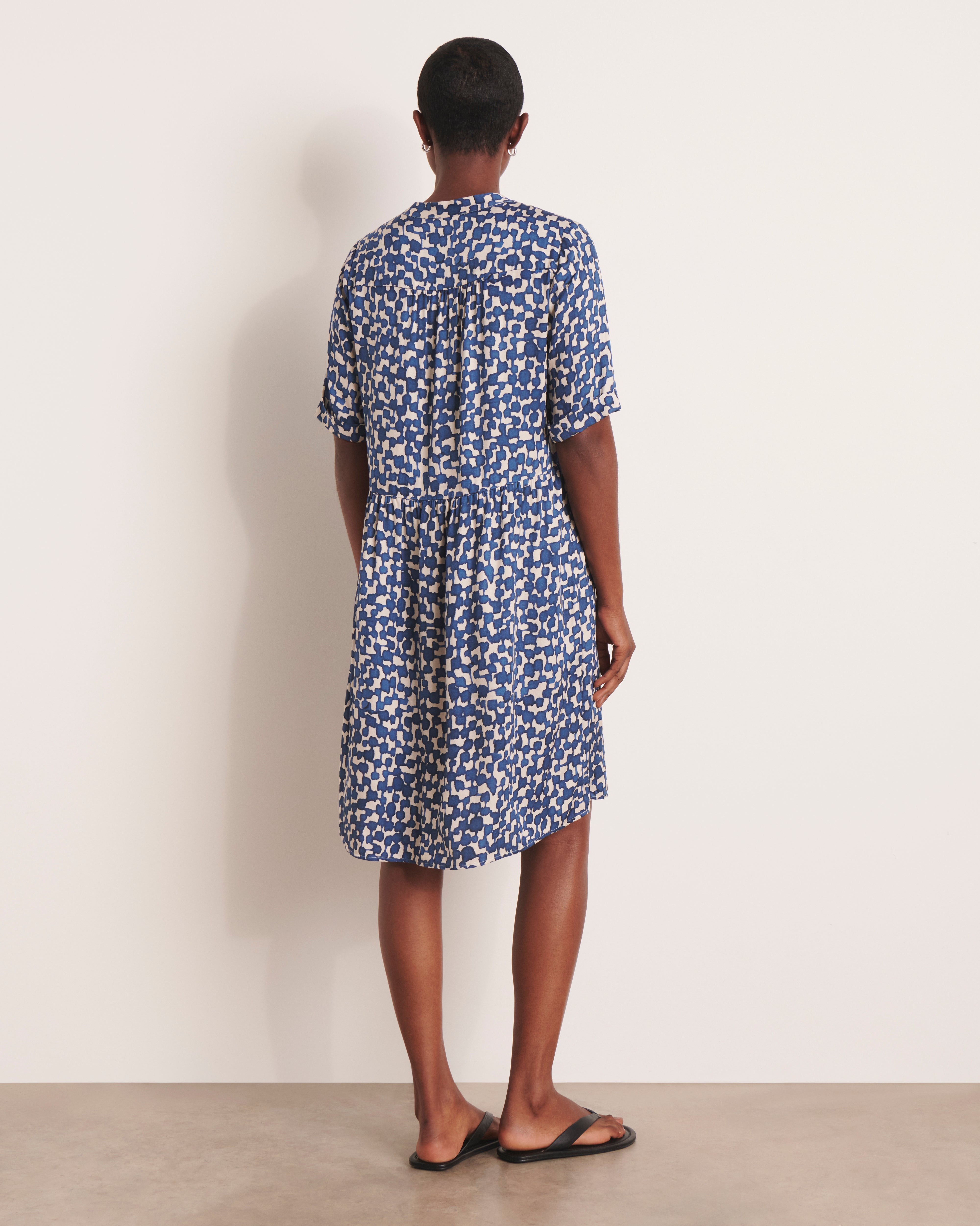 Robe courte bleue imprimée RECIF/13224/630