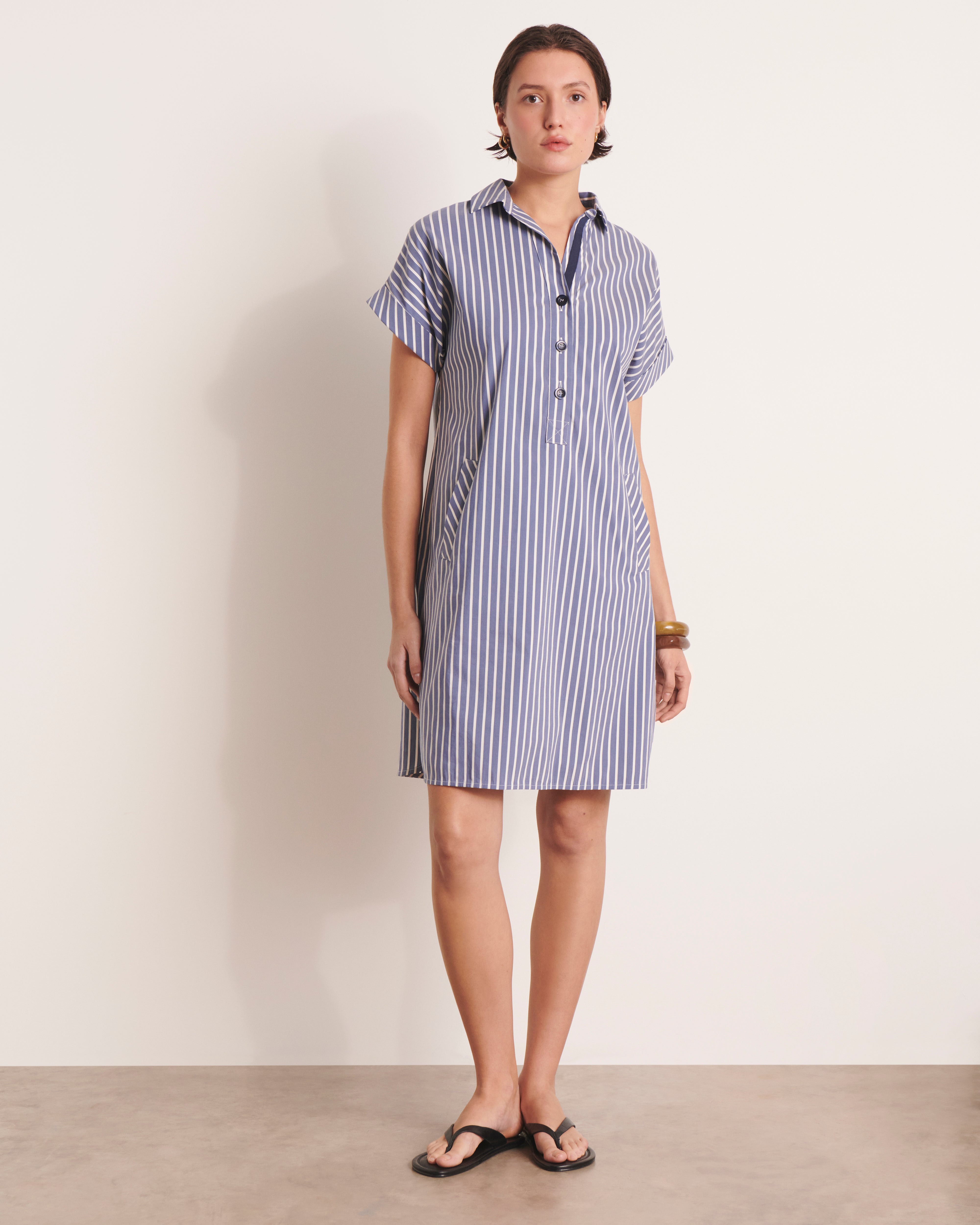 Robe droite bleue à rayures REGATE/13195/631