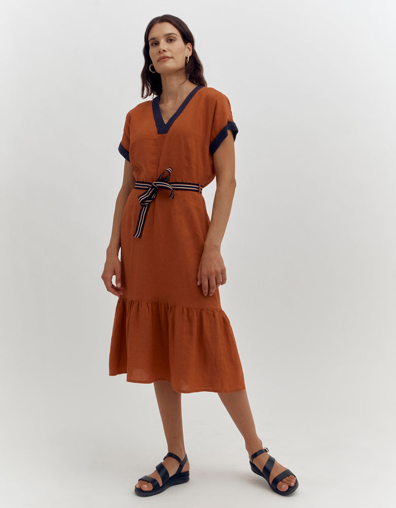 Two-tone ruffled dress REGLISSE/87101/580