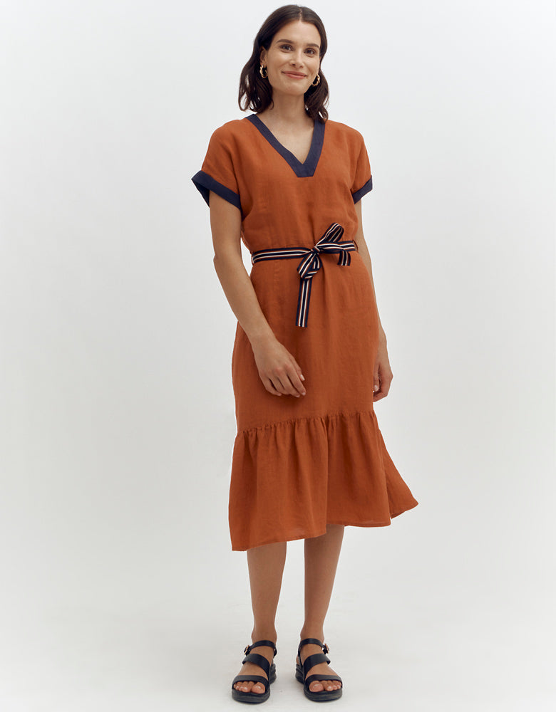 Two-tone ruffled dress REGLISSE/87101/580