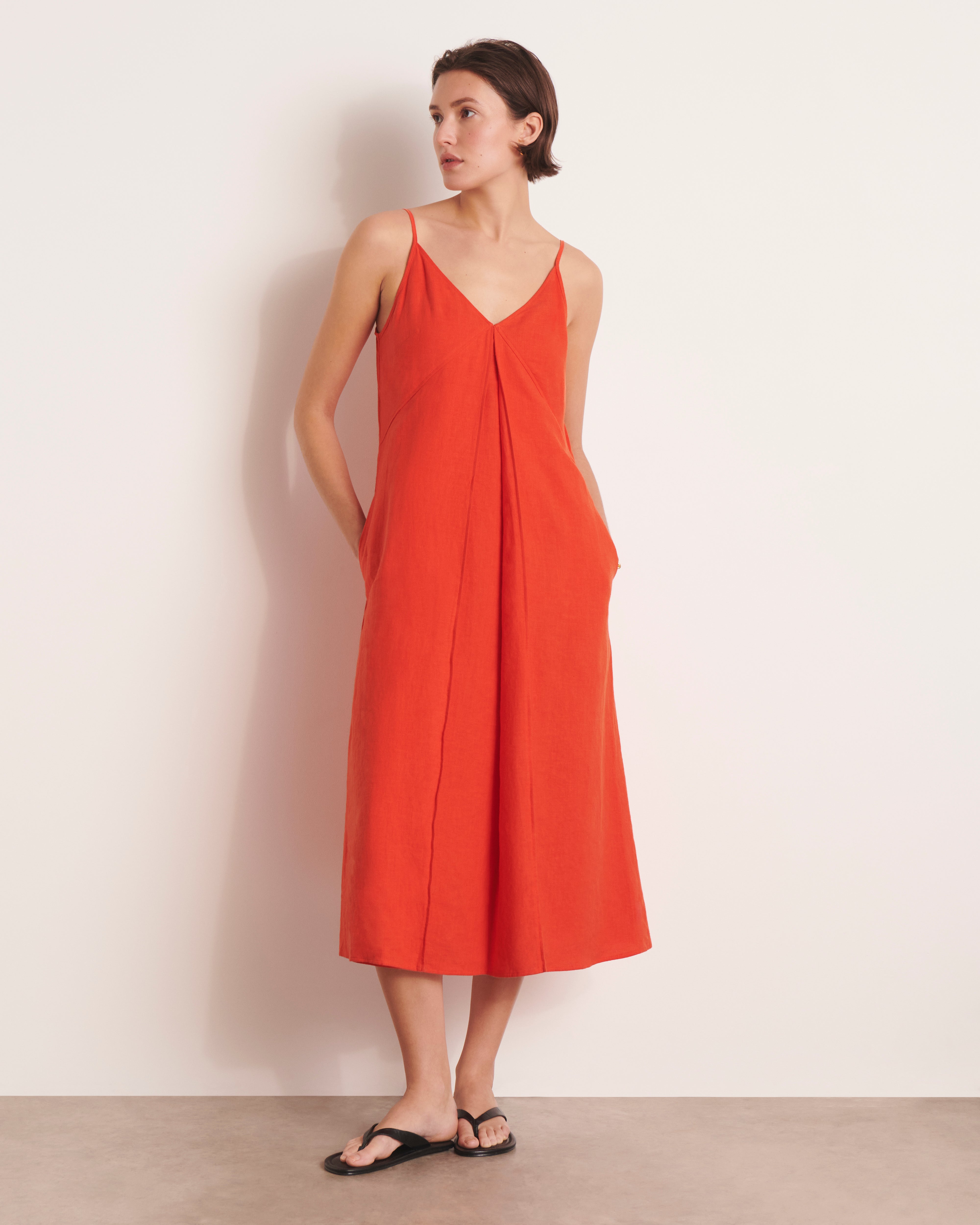 Robe longueur midi orange RIGATONI/13055/117