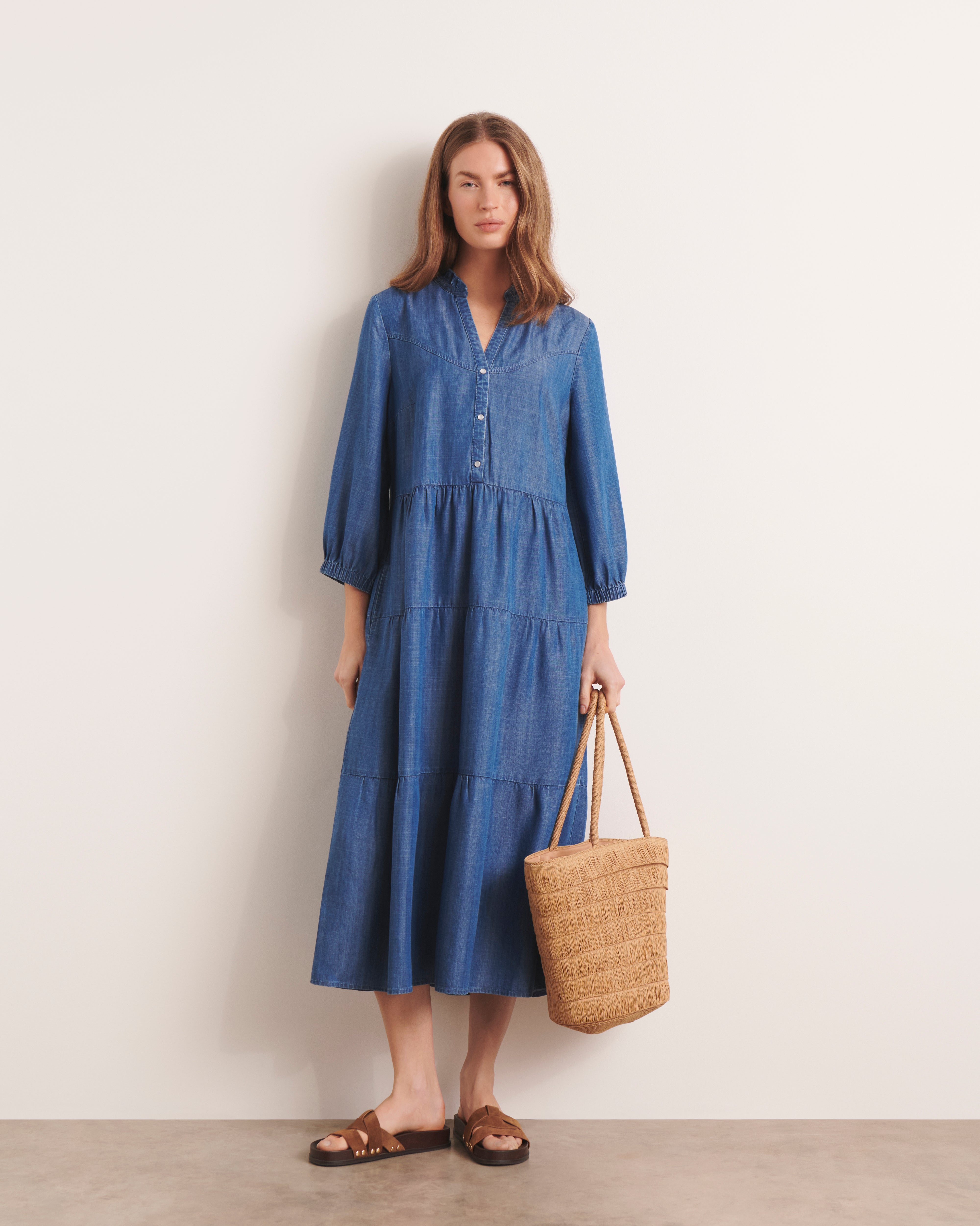 Robe à volants longueur midi RITOURNELLE/13118/296