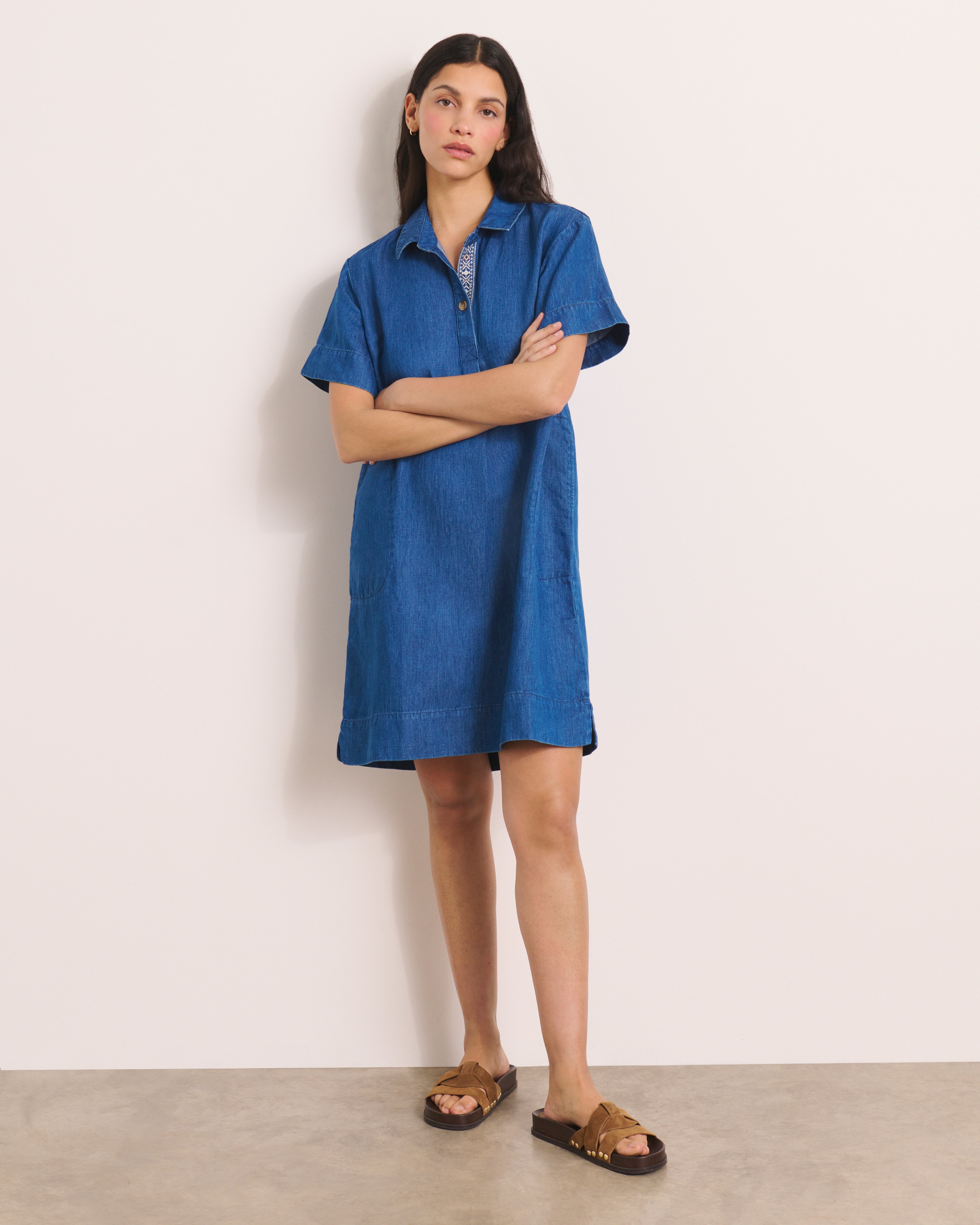 Robe courte bleue RIVE/13252/301