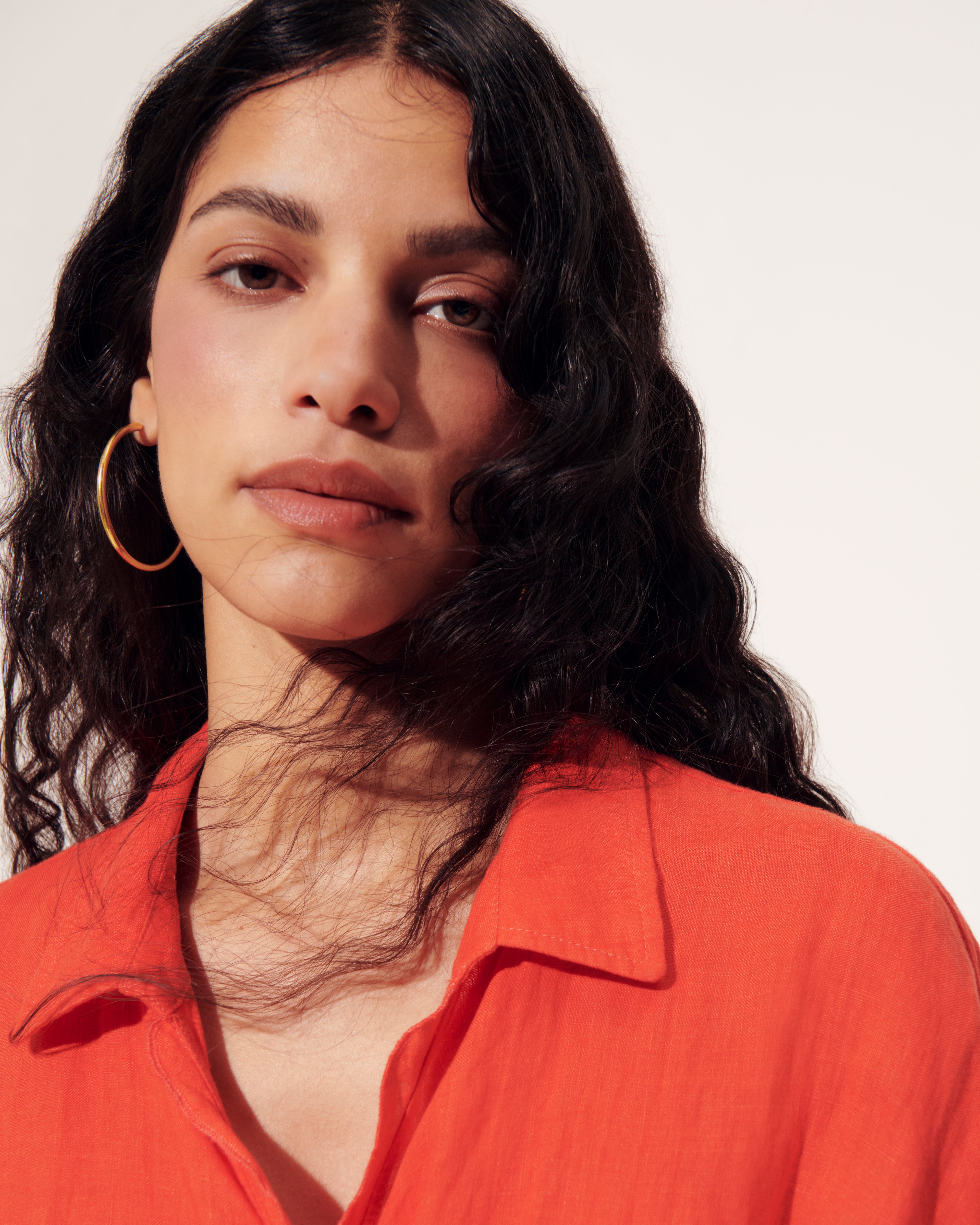 Robe cache-cœur orange longueur midi RIZA/13132/117