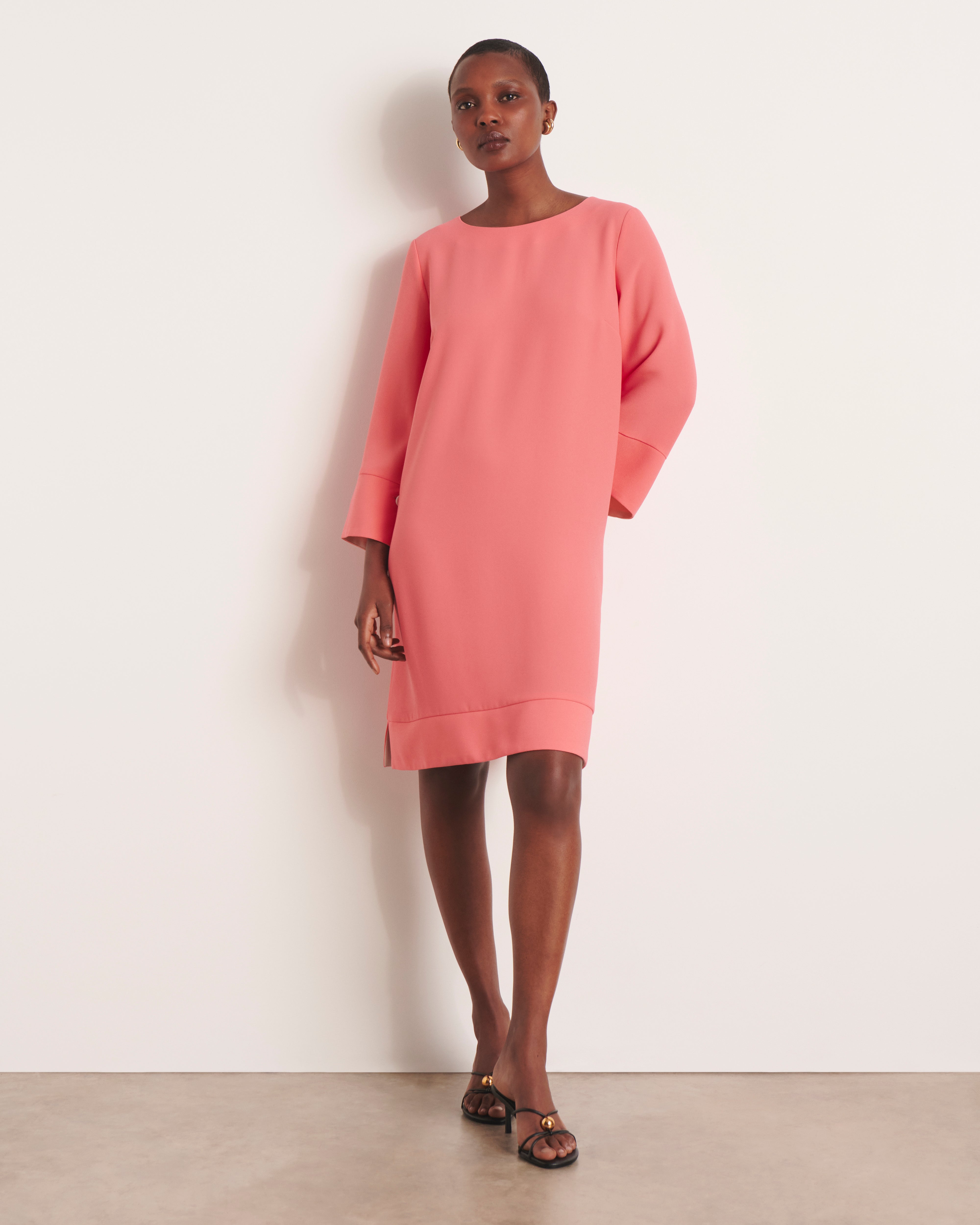 Robe droite rose encolure ronde ROLUA/13235/386