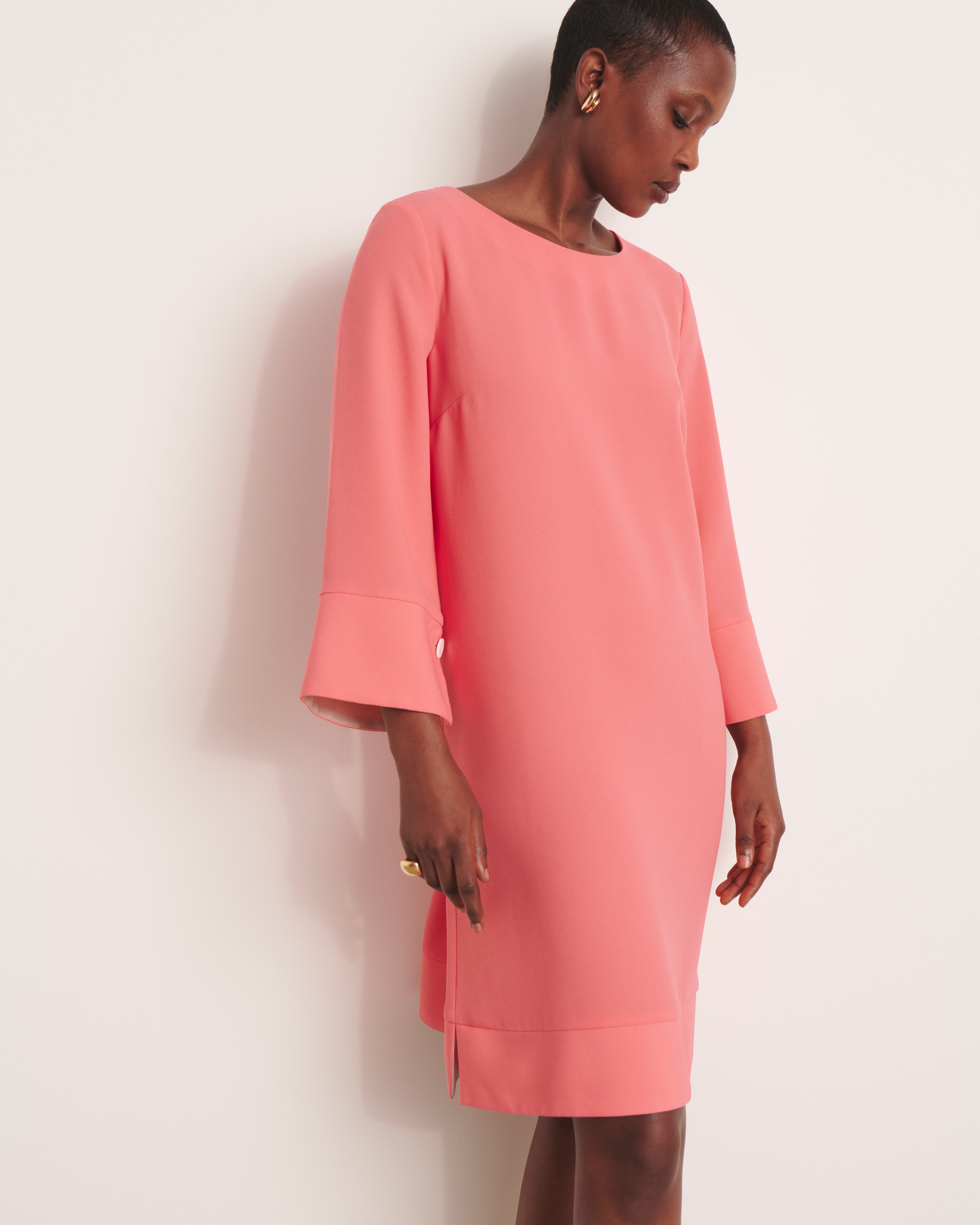 Robe droite rose encolure ronde ROLUA/13235/386