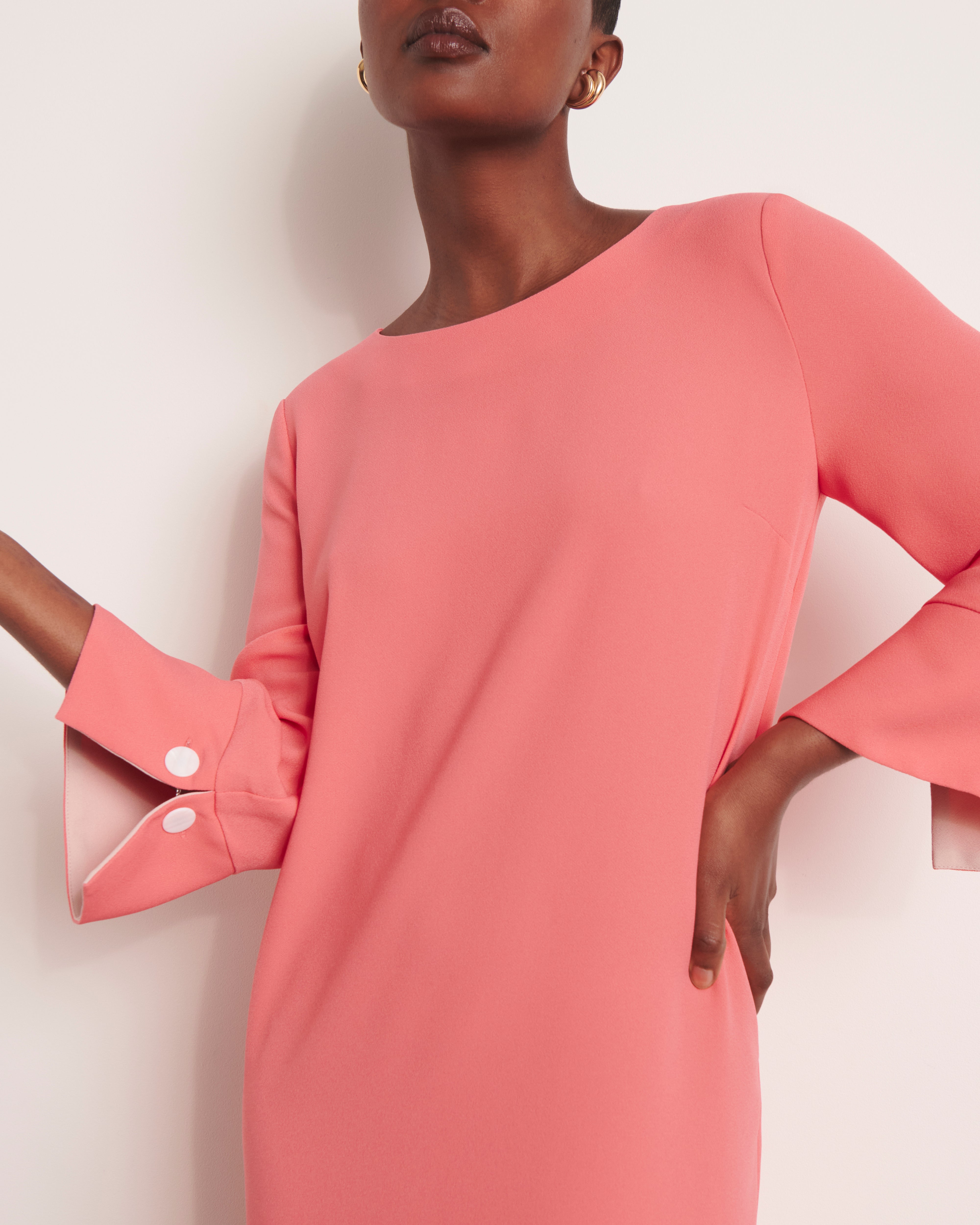 Robe droite rose encolure ronde ROLUA/13235/386