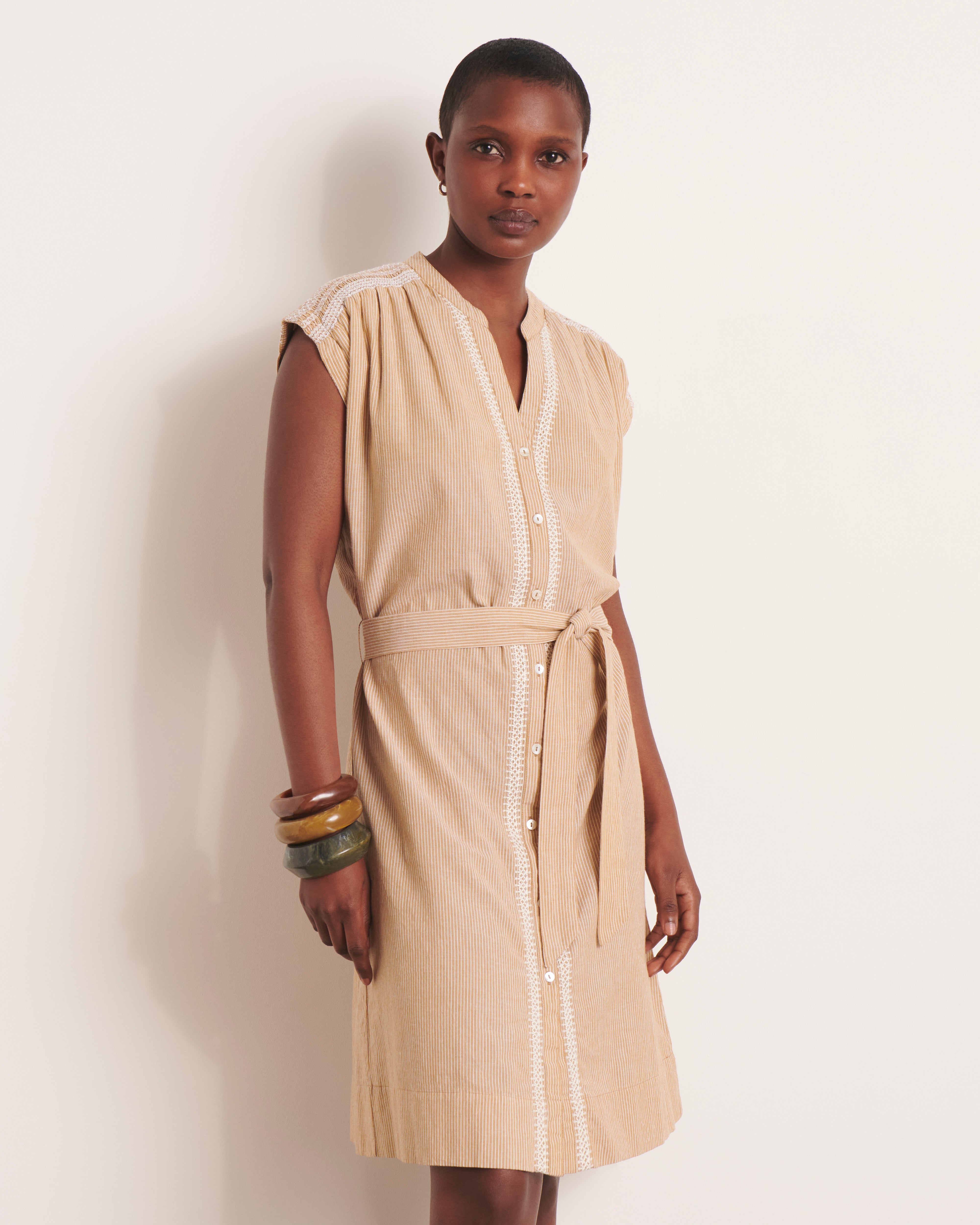 Robe droite beige manches kimono ROMULUS/13226/531