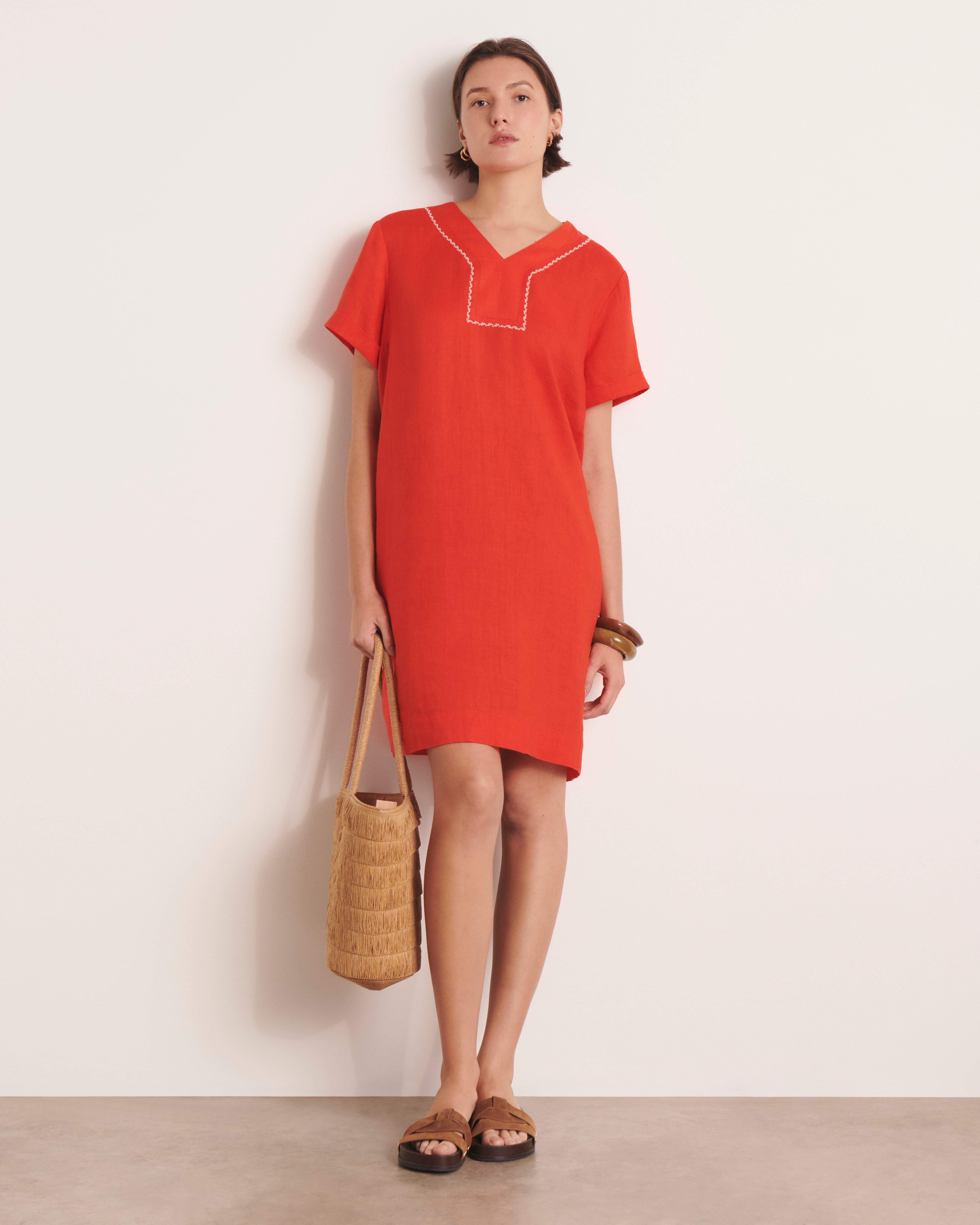 Robe droite orange ROPA/13253/117