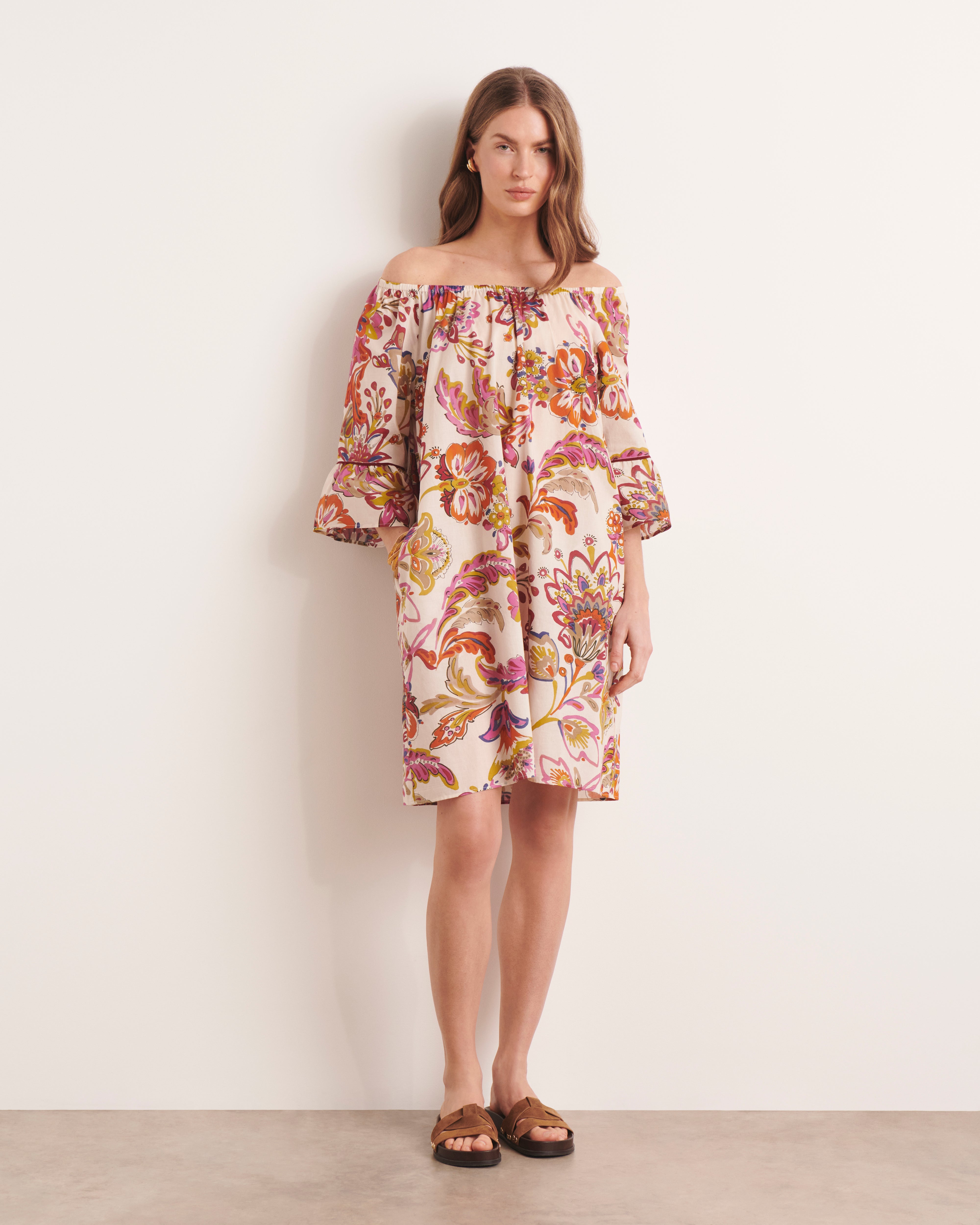 Robe beige imprimée ROSERAIE13/13206/523