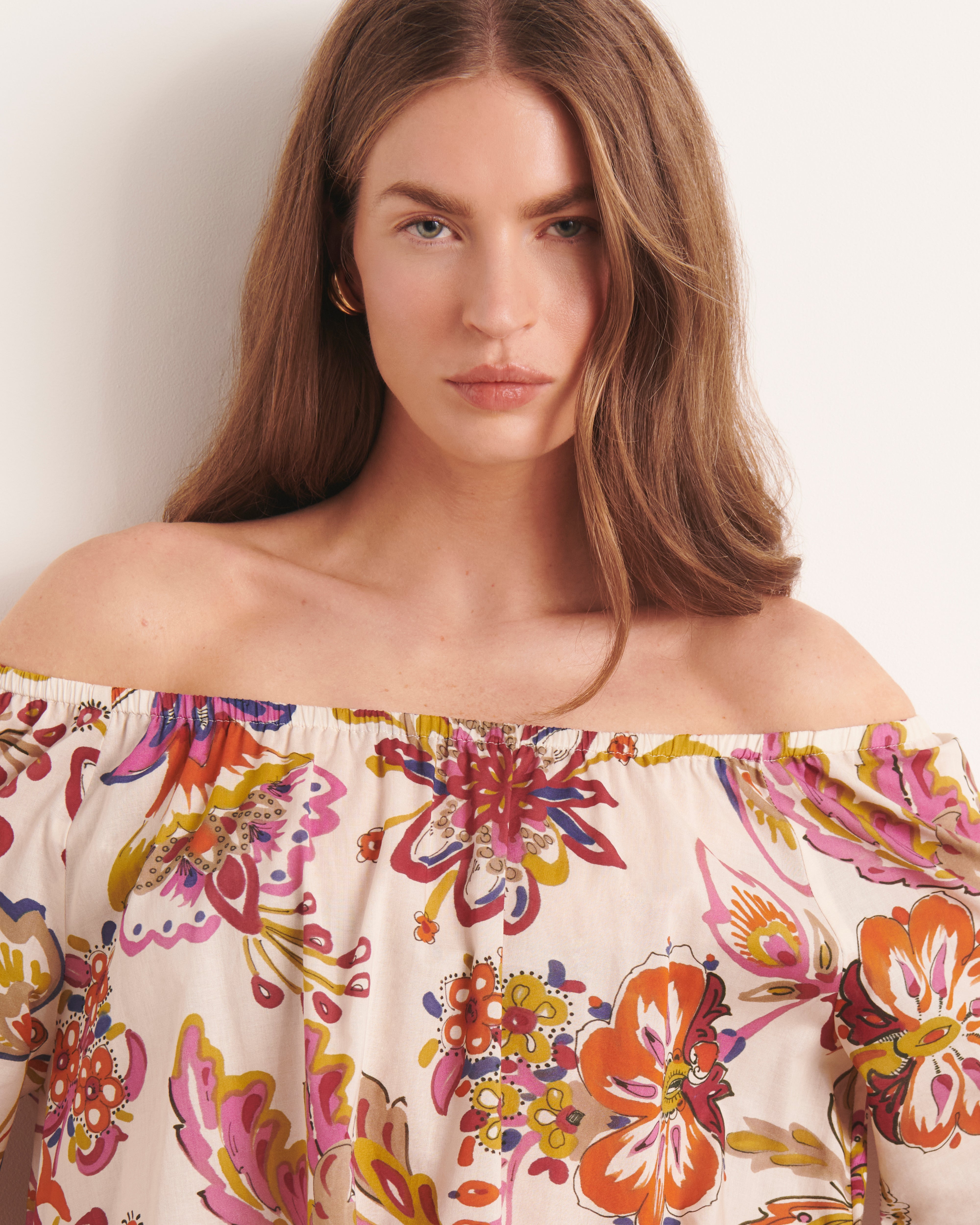 Robe beige imprimée ROSERAIE13/13206/523