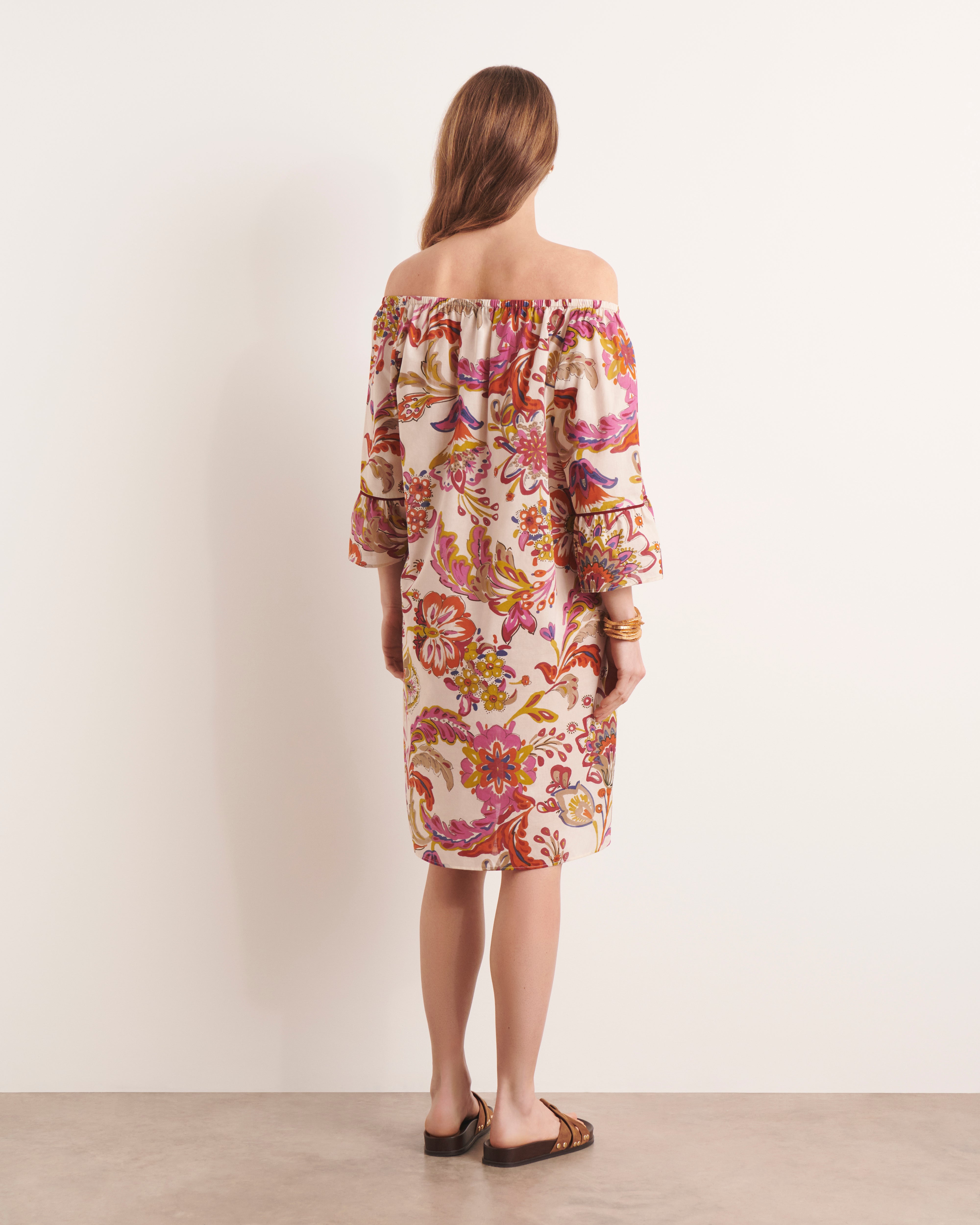 Robe beige imprimée ROSERAIE13/13206/523