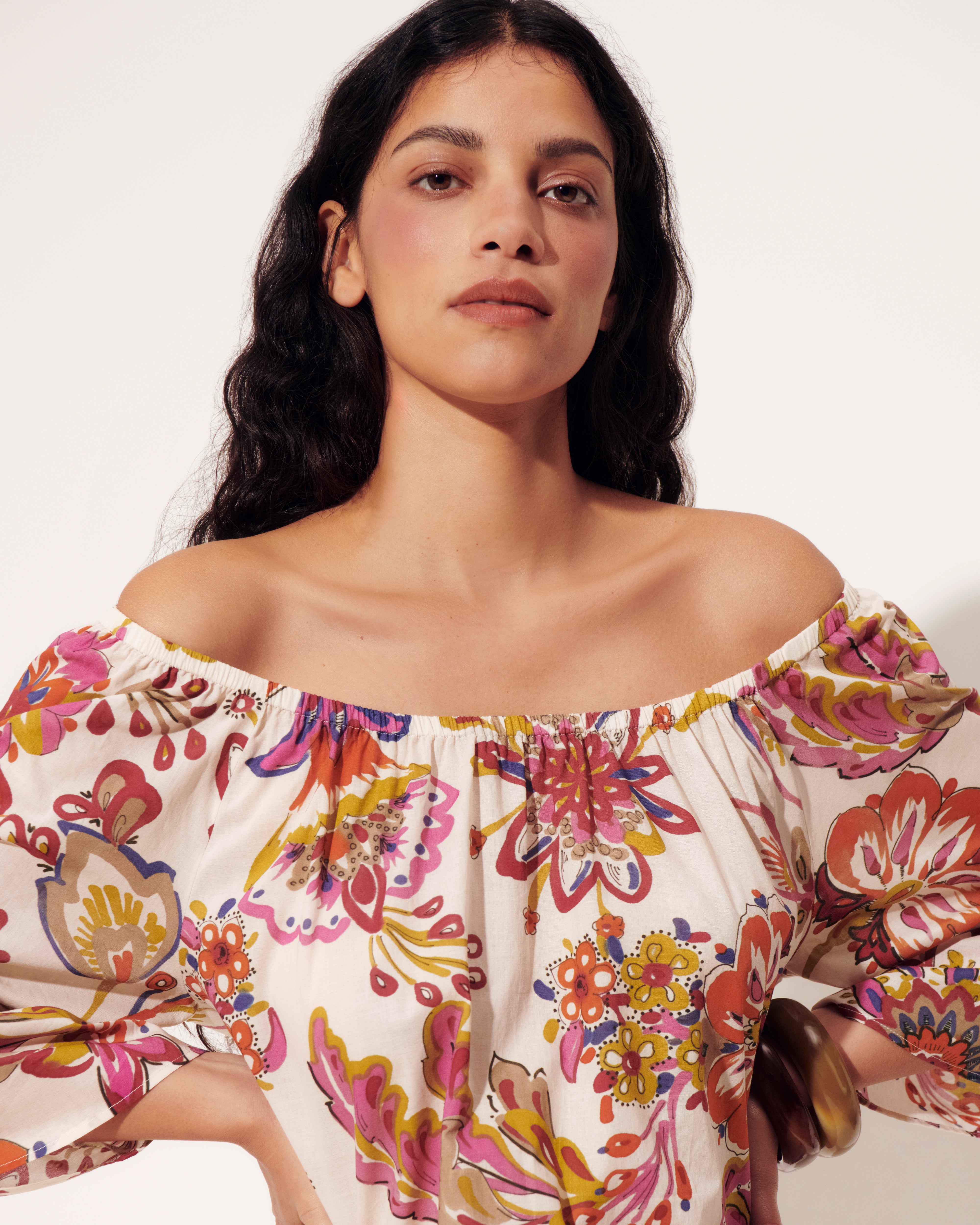 Robe beige imprimée ROSERAIE13/13206/523