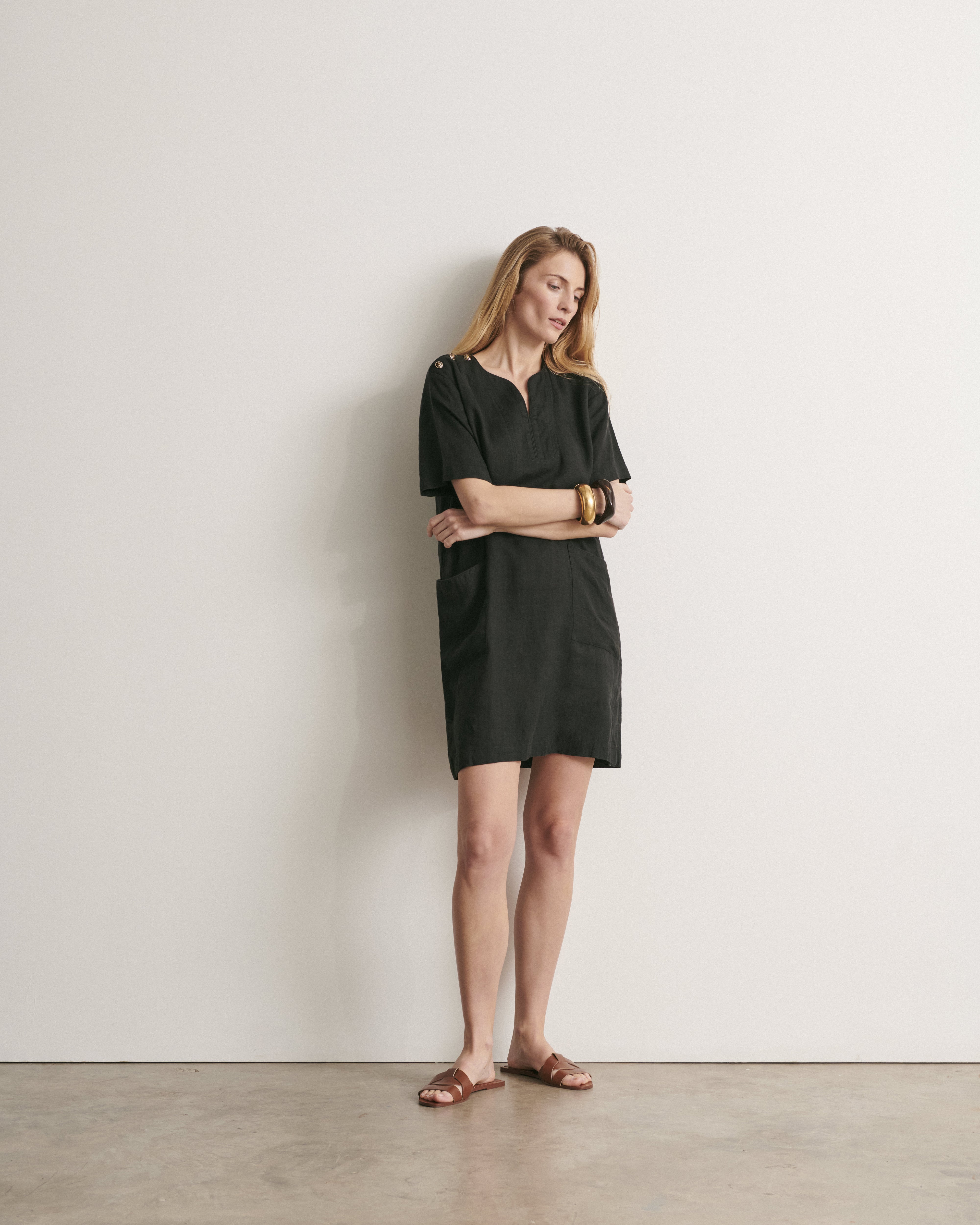 Robe droite encolure V ROSIER/11115/500