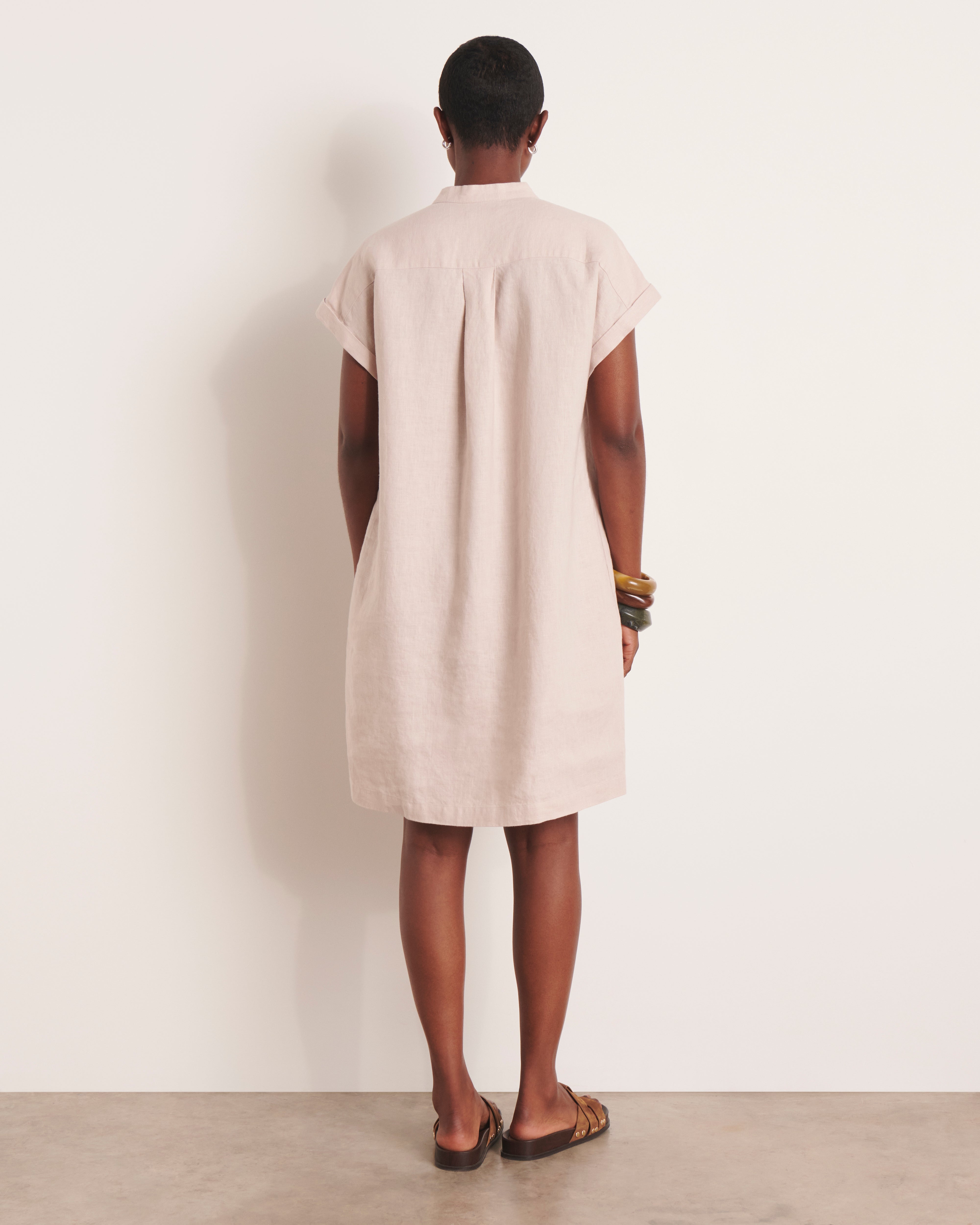 Robe beige encolure V ROSNY/13125/006