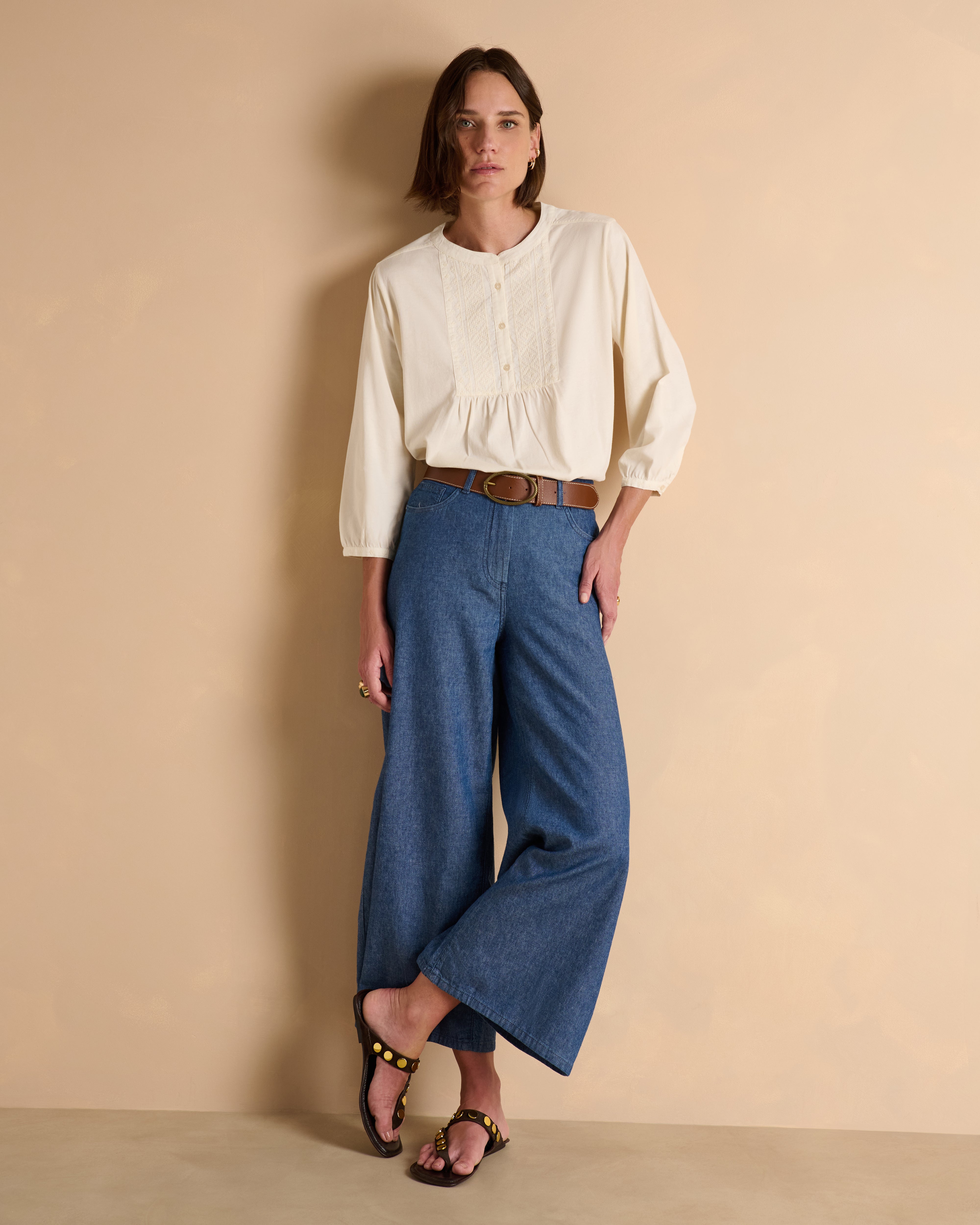 Blouse brodée blanc cassé TASMANIE/13342/003