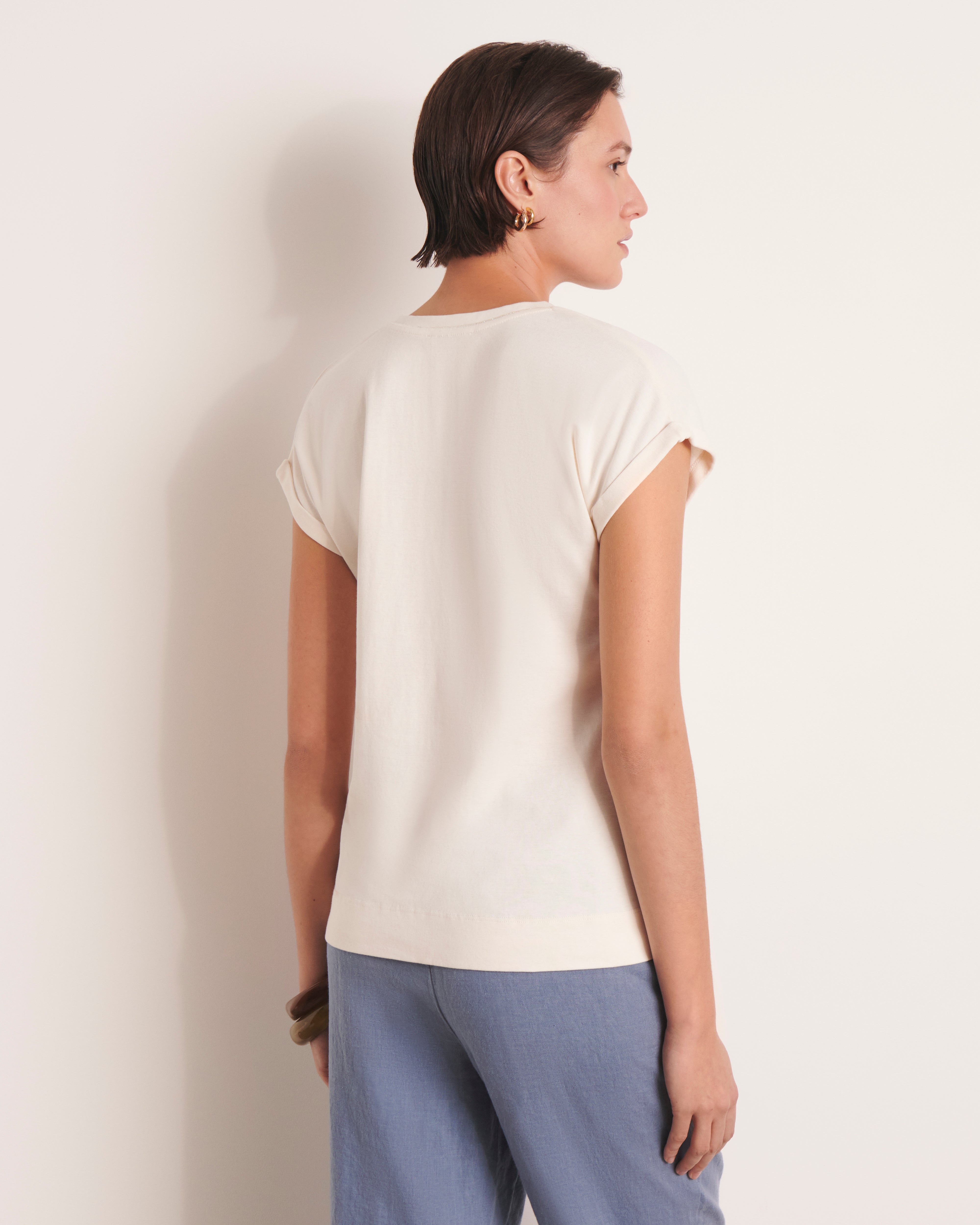 Tee-shirt blanc cassé manches kimono THESEE/13071/003