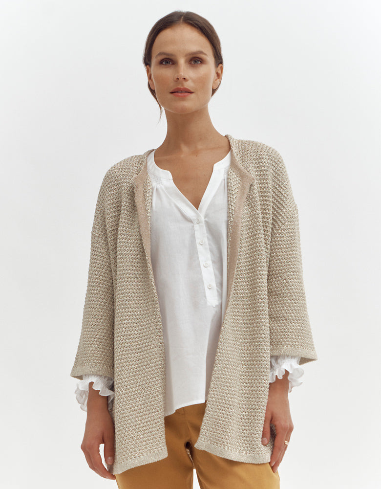 Iridescent rice stitch knitted jacket VALDINA/87026/932