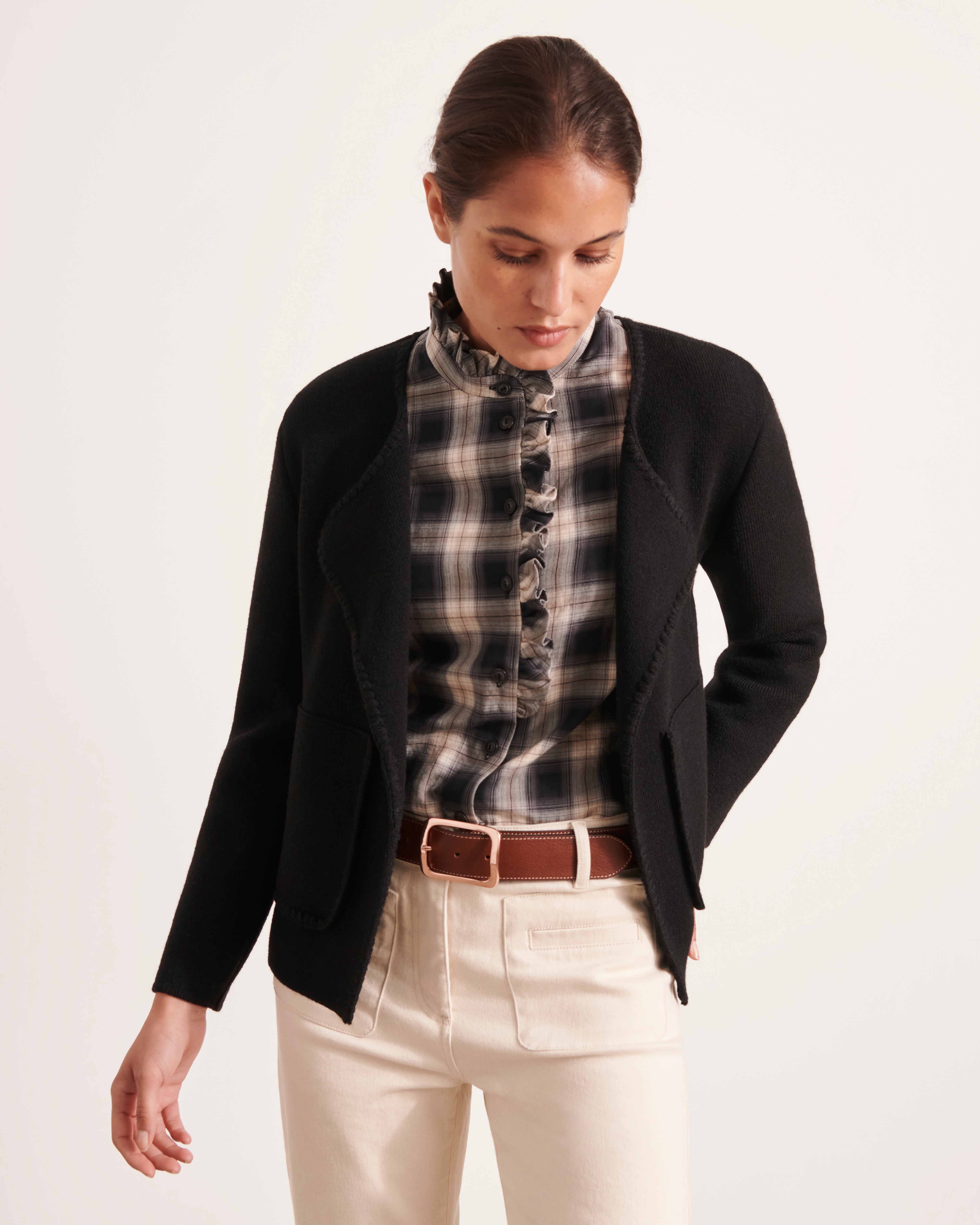 Veste en maille en laine mérinos et alpaga VALEANDRE1927/12015/500