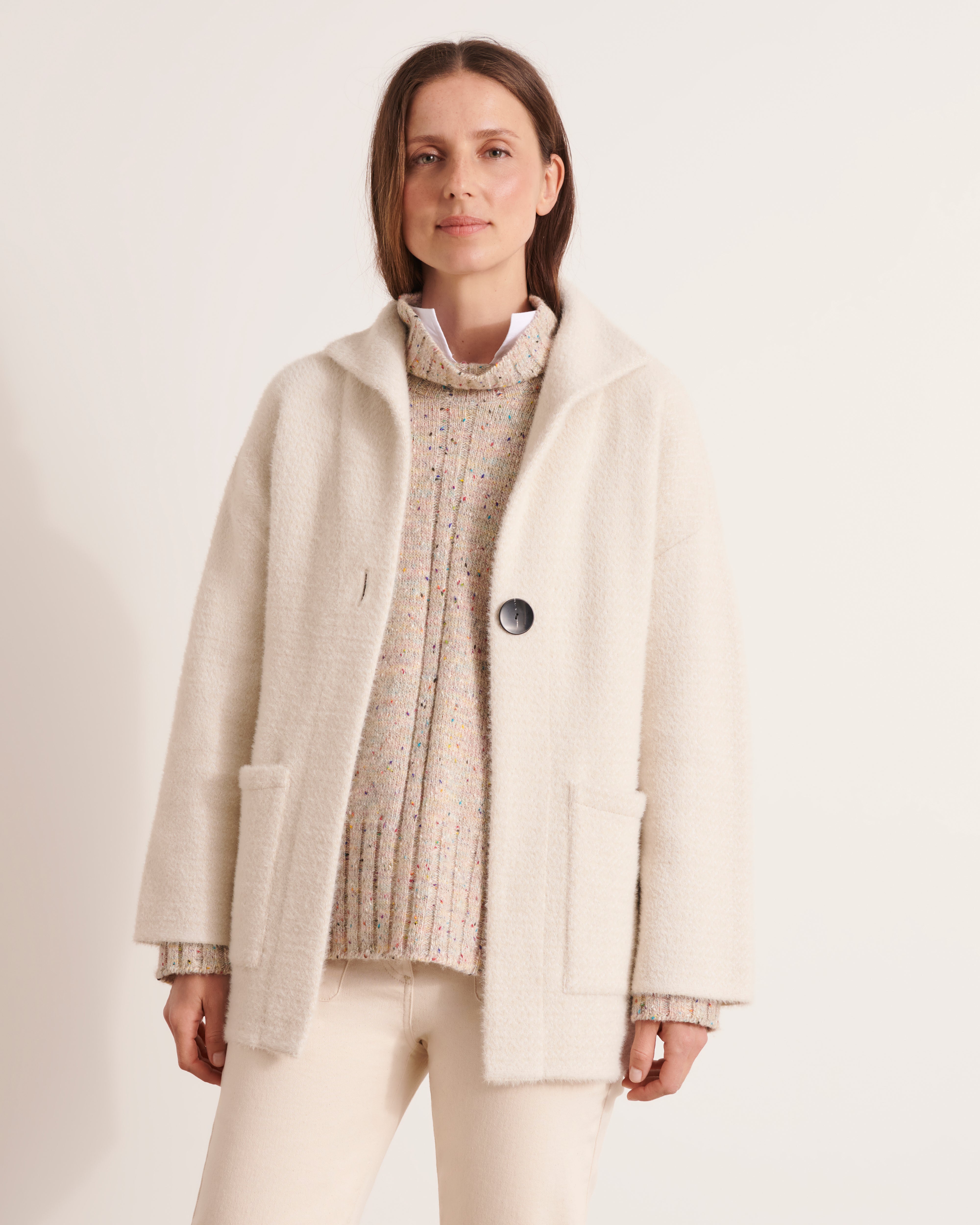Veste en maille jacquard poilue VALERIANE/12009/761