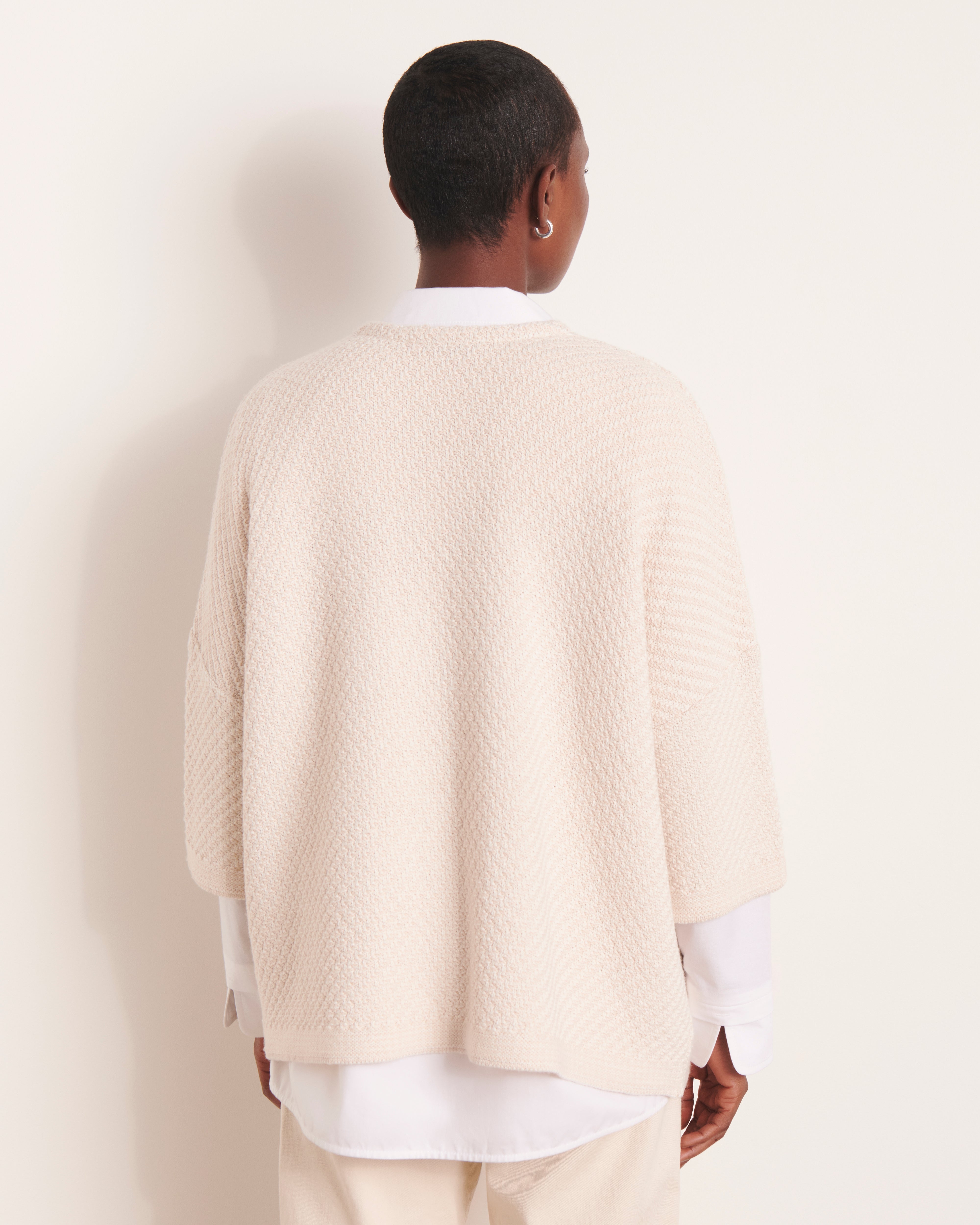 Veste en maille point fantaisie beige creme