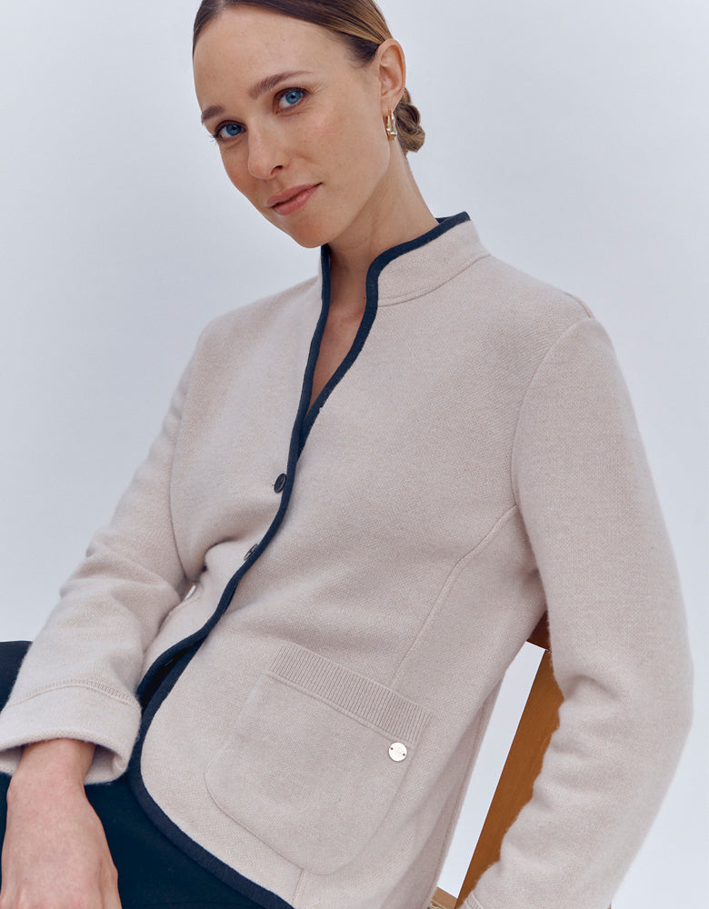 Short knitted jacket in wool and cashmere VELOURS/86107/781