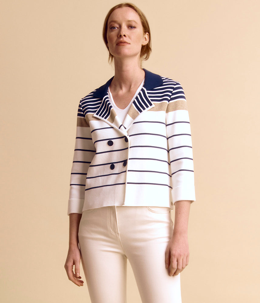Buttoned striped knit jacket VENT/85010/761