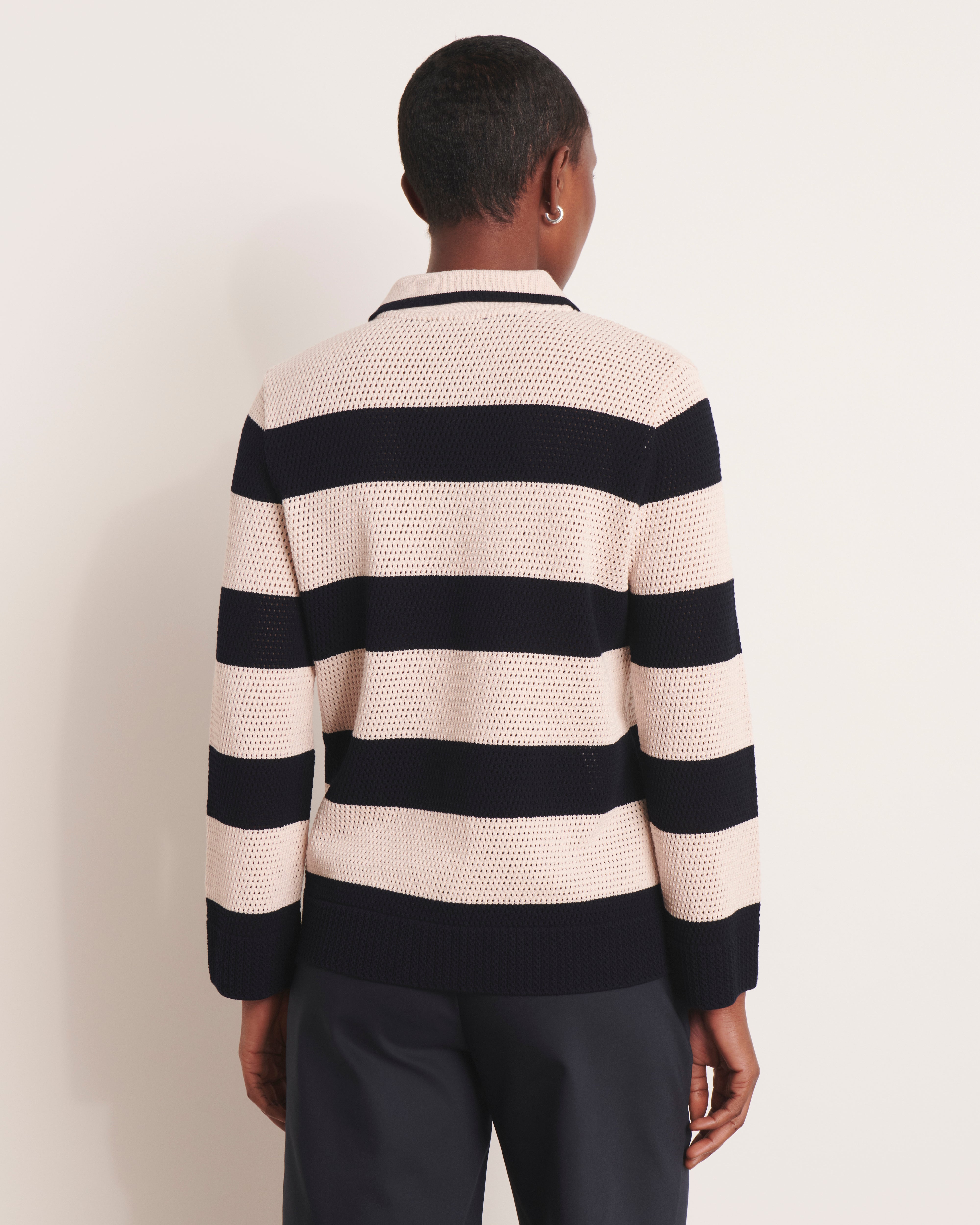 Veste en maille résille graphique à rayures