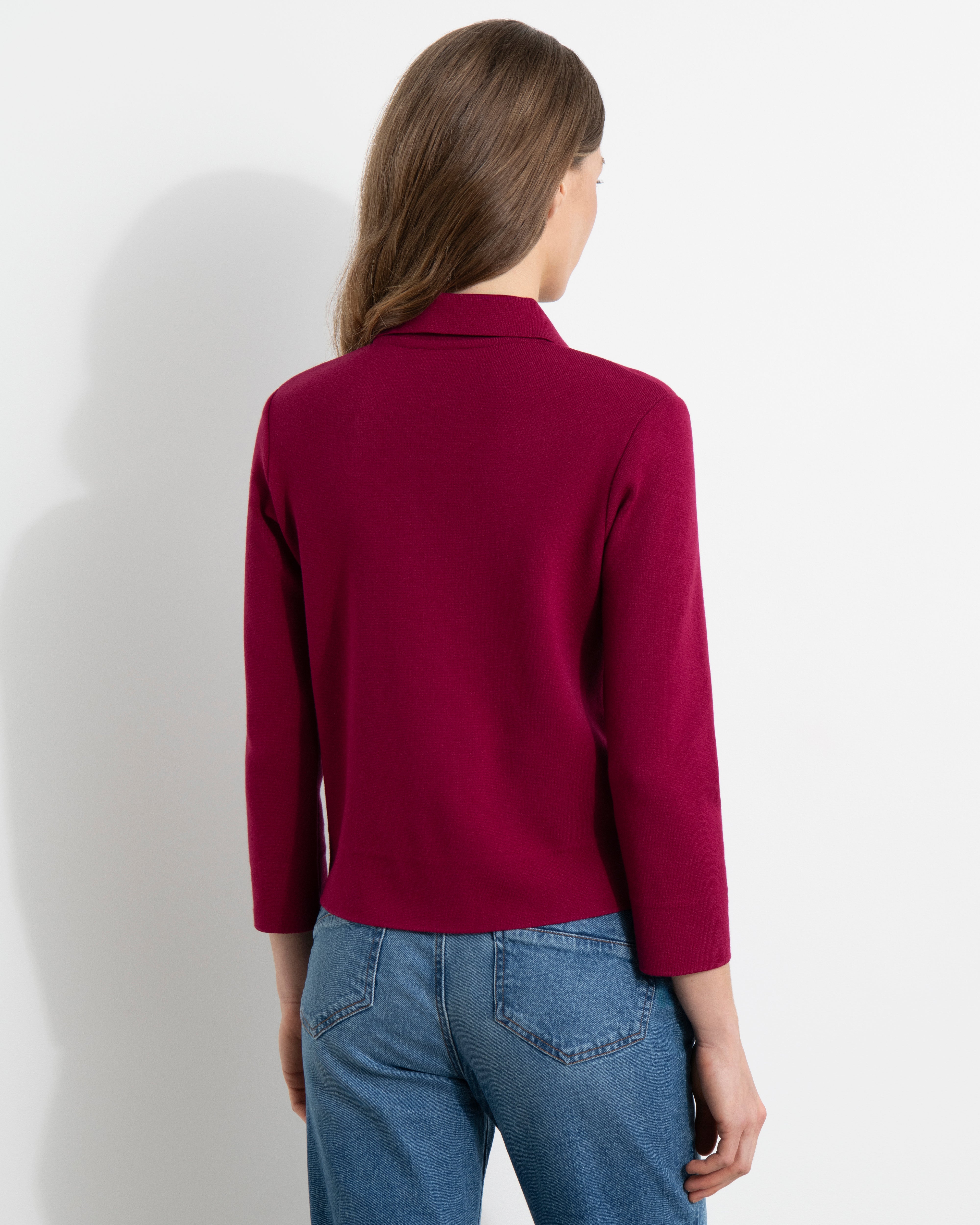 veste en maille milano stretch rouge framboise