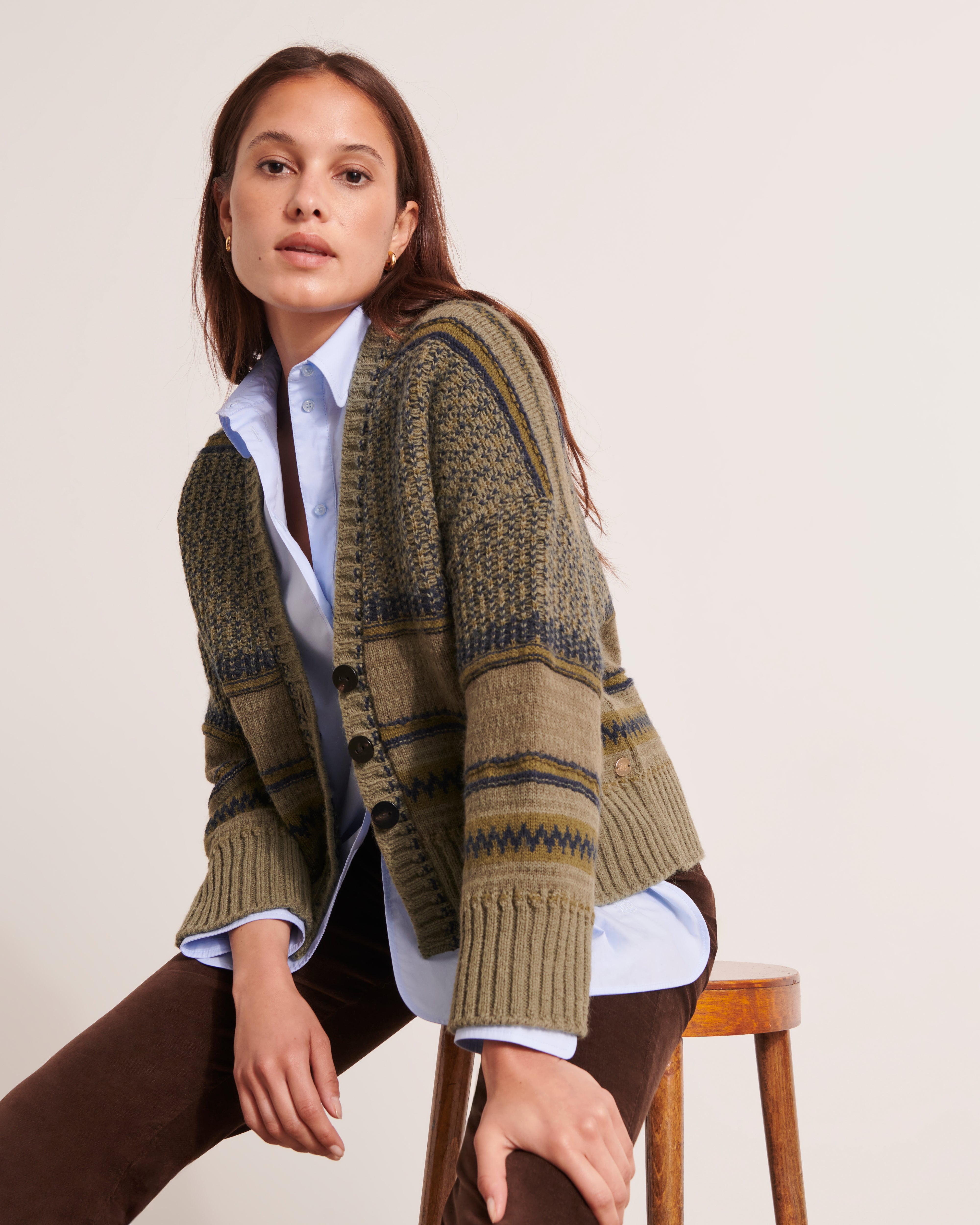 Veste oversize en maille jacquard alpaga et laine VOLIGE-JACQ-BIS/12024/861