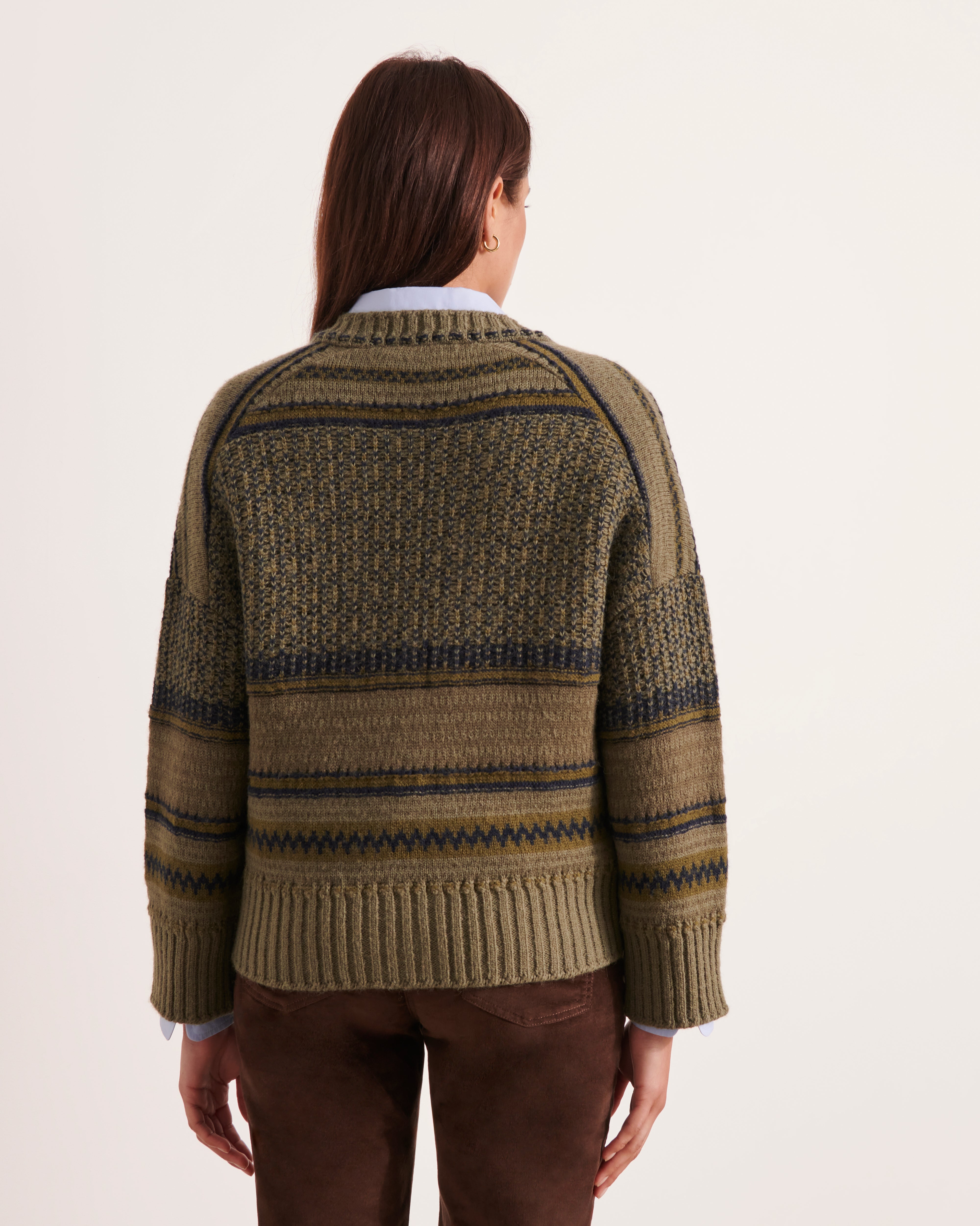Veste oversize en maille jacquard alpaga et laine