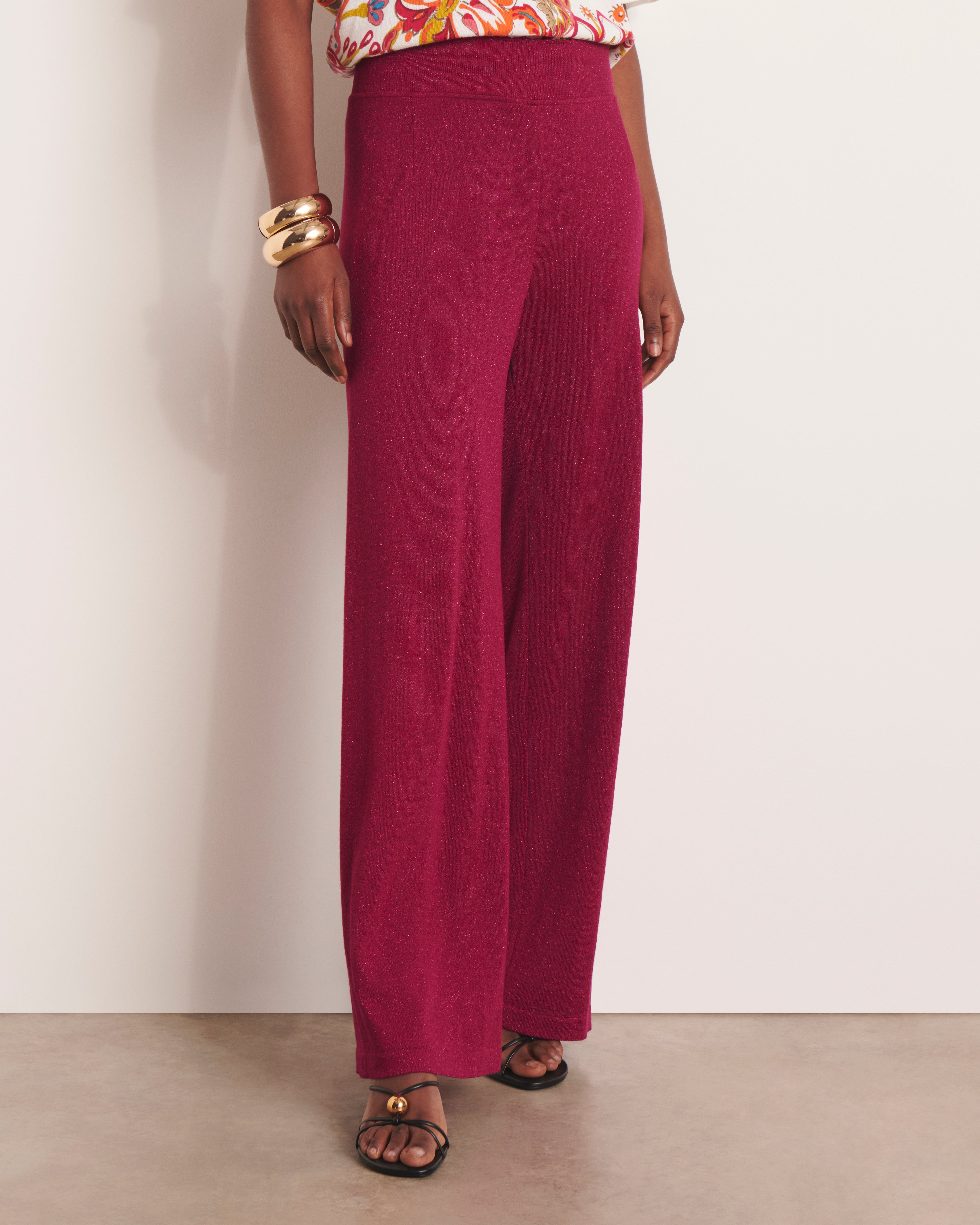 Pantalon large rose en maille jersey irisée YELLOW13/13157/906