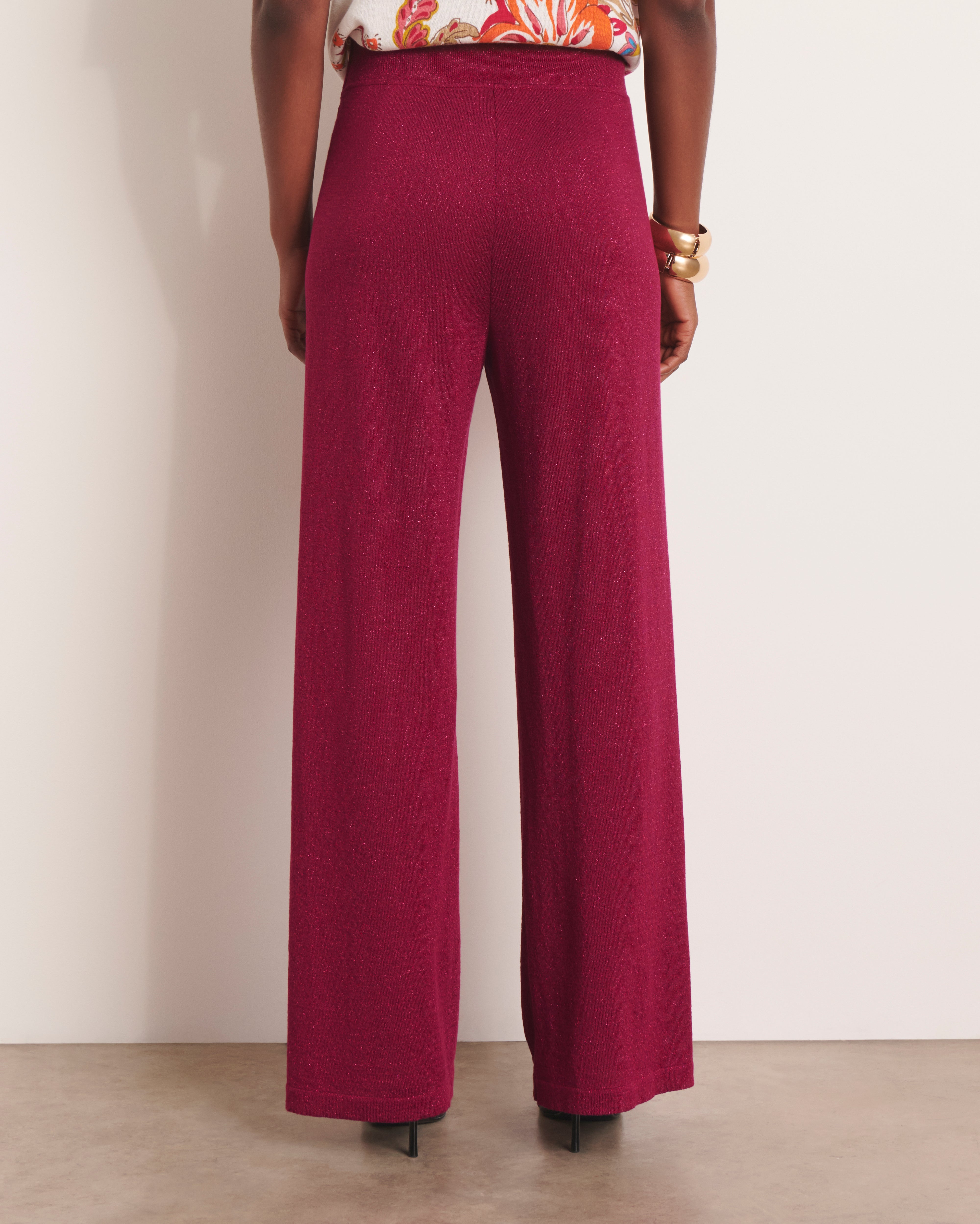 Pantalon large rose en maille jersey irisée YELLOW13/13157/906