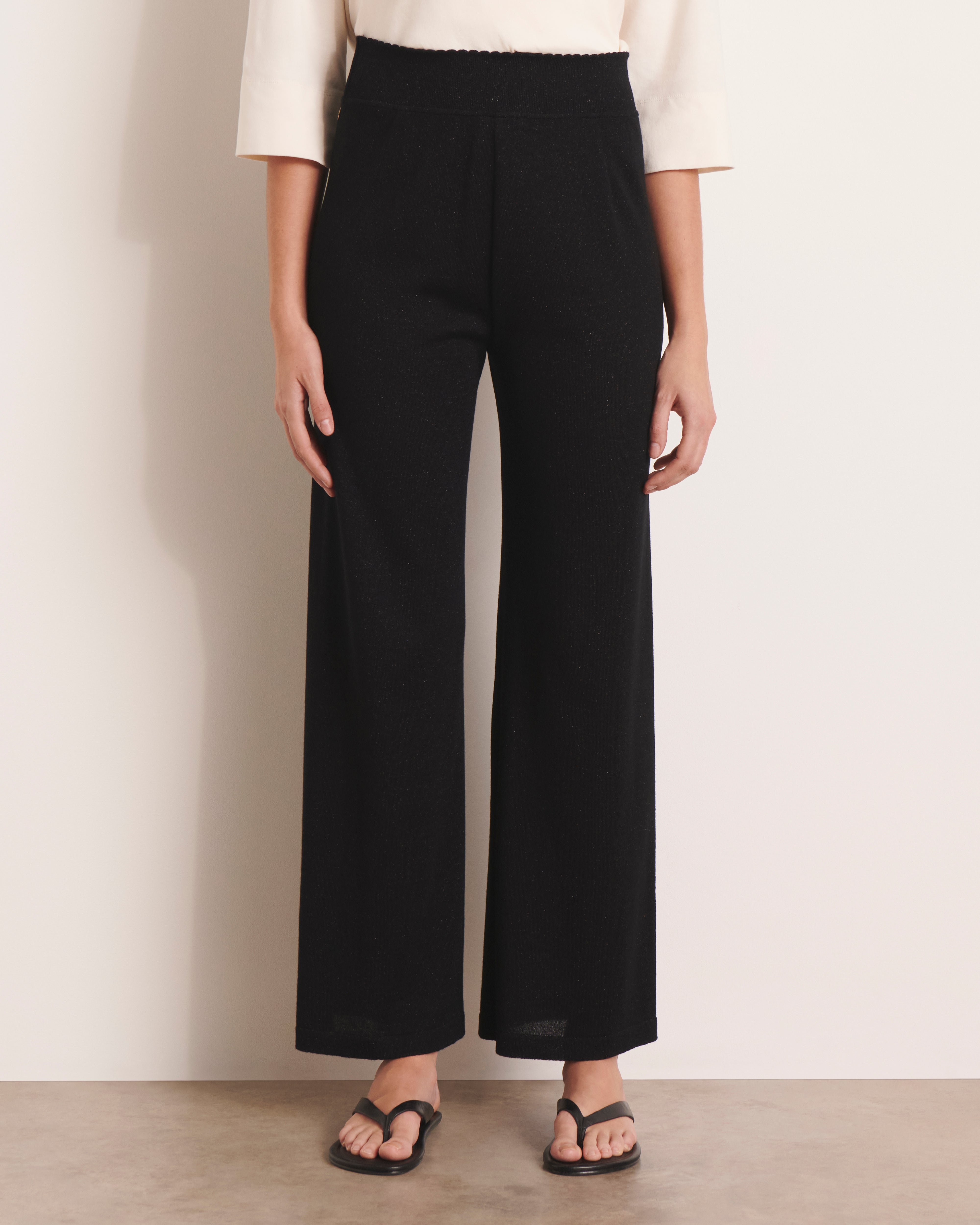 pantalon en maille jersey noire irisée