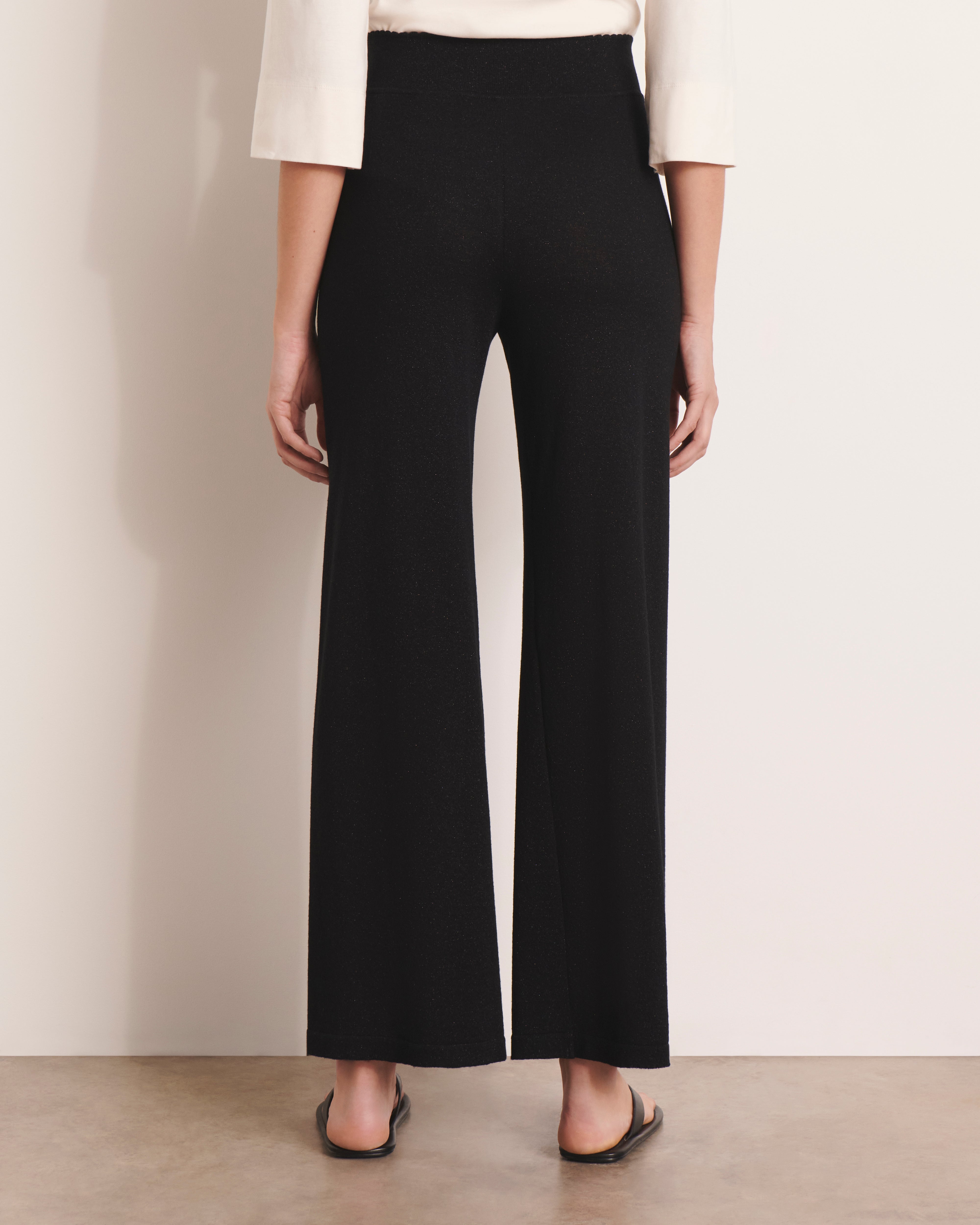 pantalon en maille jersey noire irisée