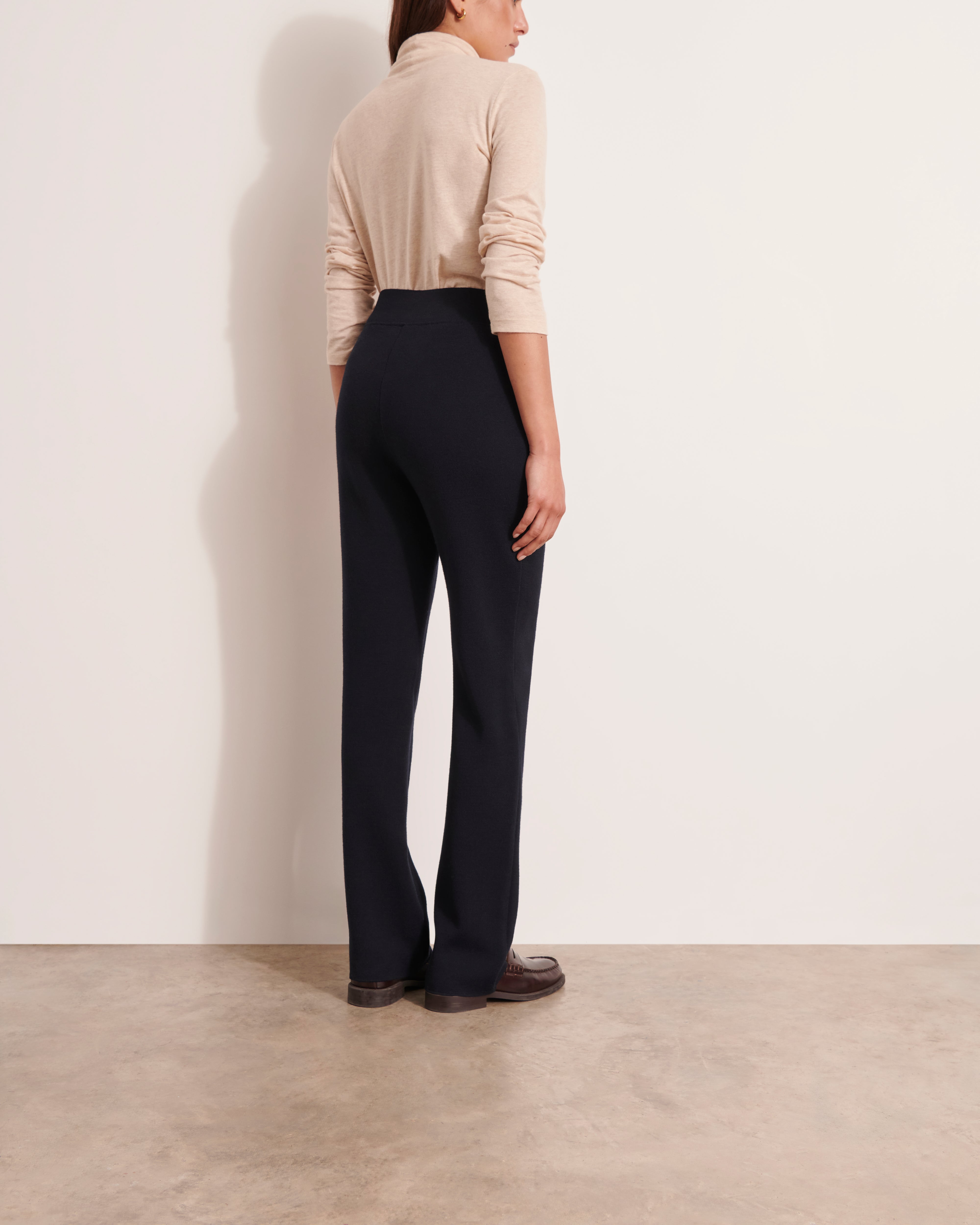 pantalon en maille droit en laine