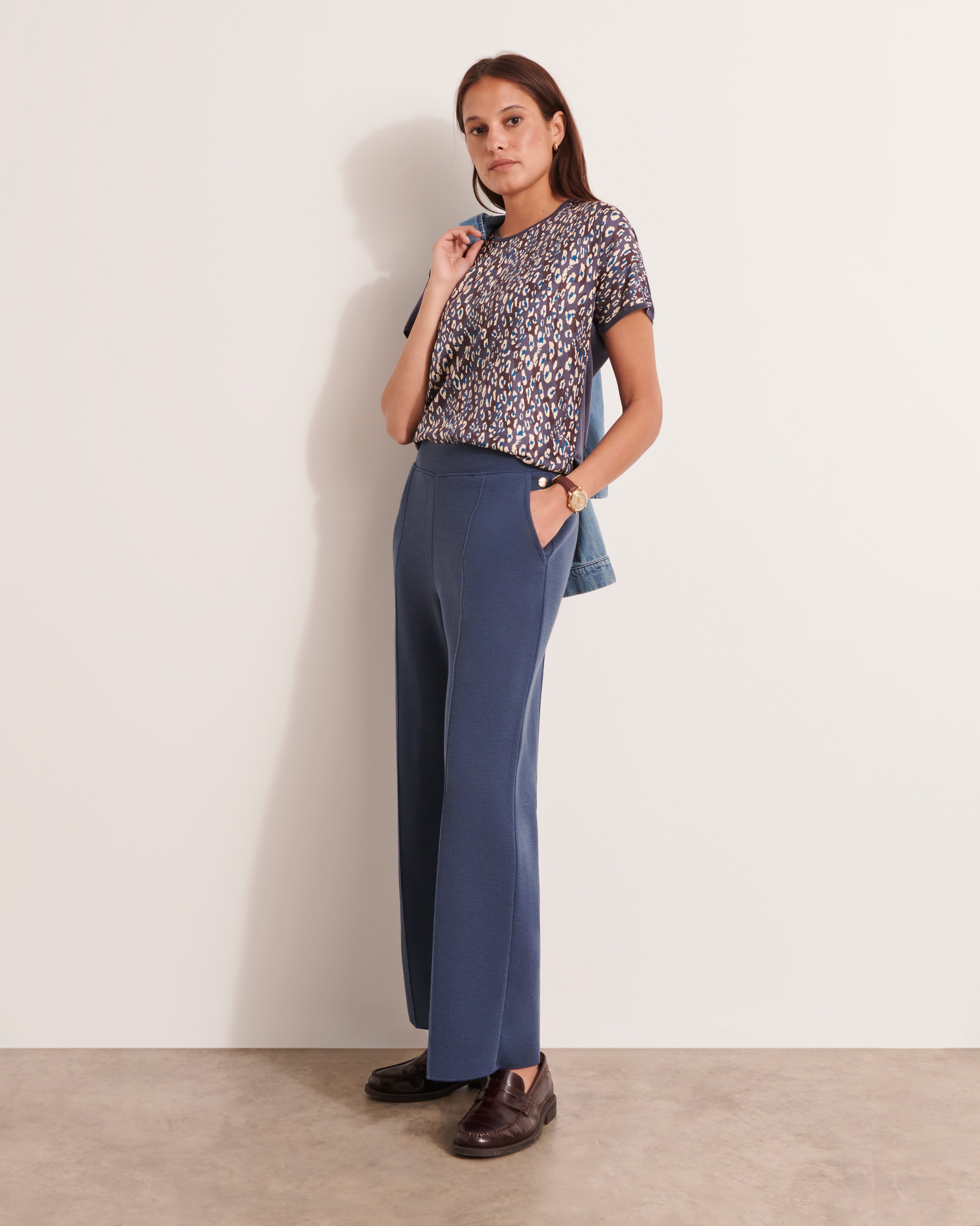 Pantalon droit en maille milano YUCCA/12004/882