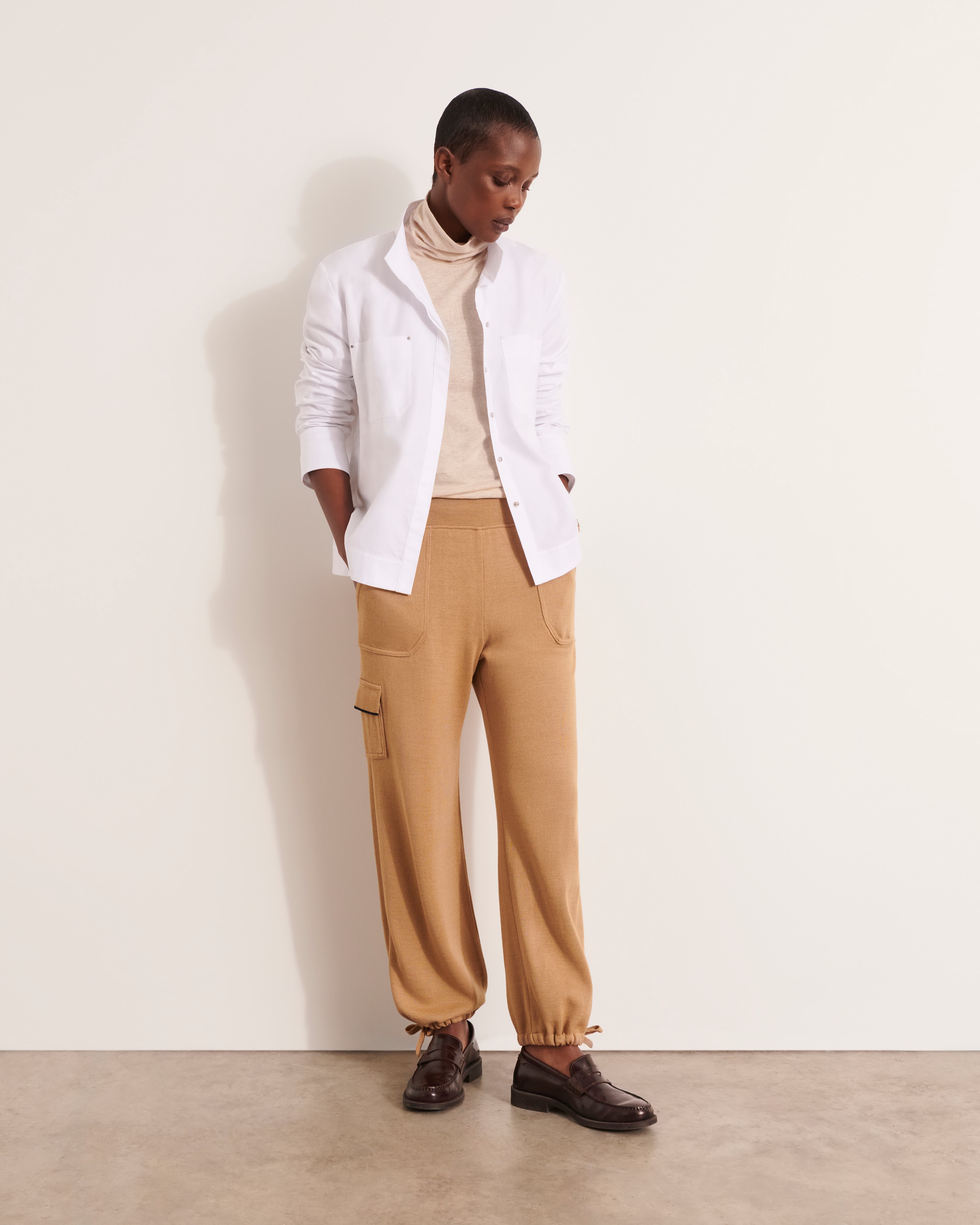 Pantalon cargo en maille jersey et laine mérinos YVES1927-12-B/12193/781
