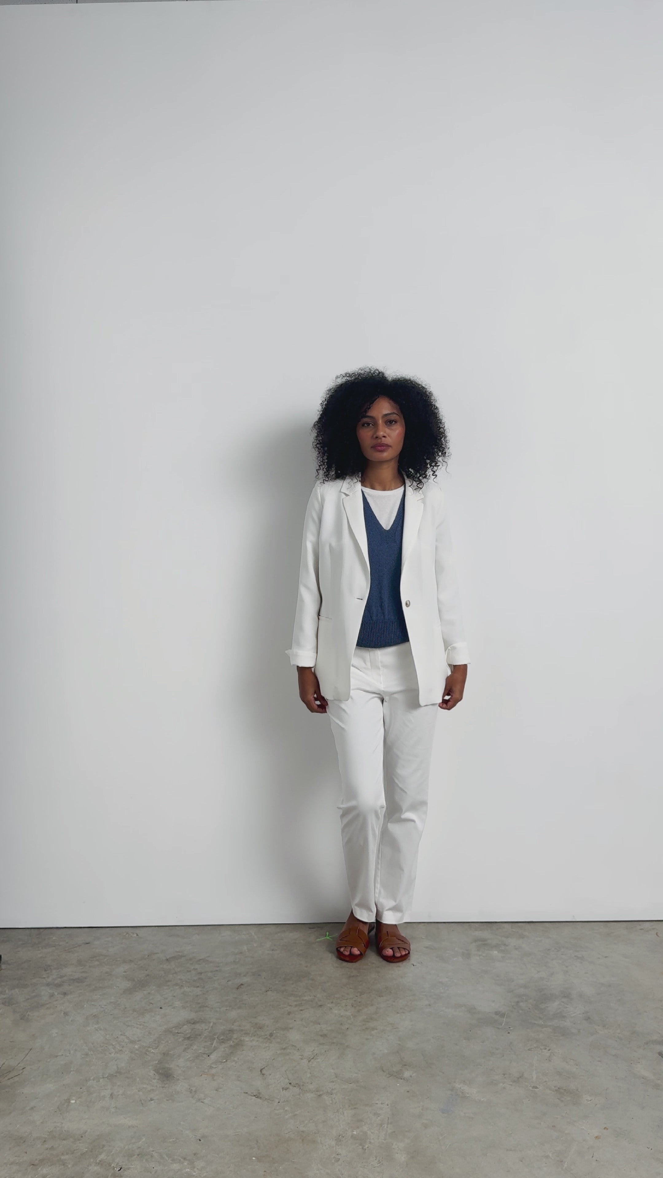 pantalon droit blanc cassé 7/8e