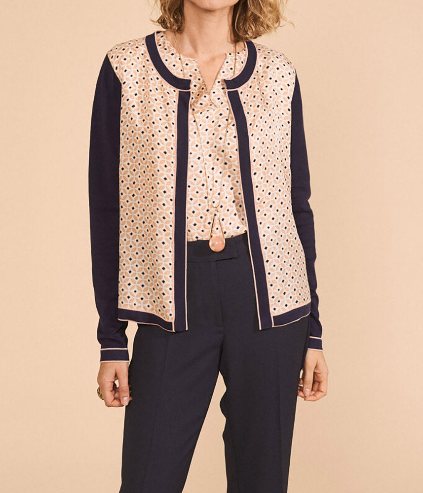 Bi-material silk twill knitted vest GALEA77/77208/901