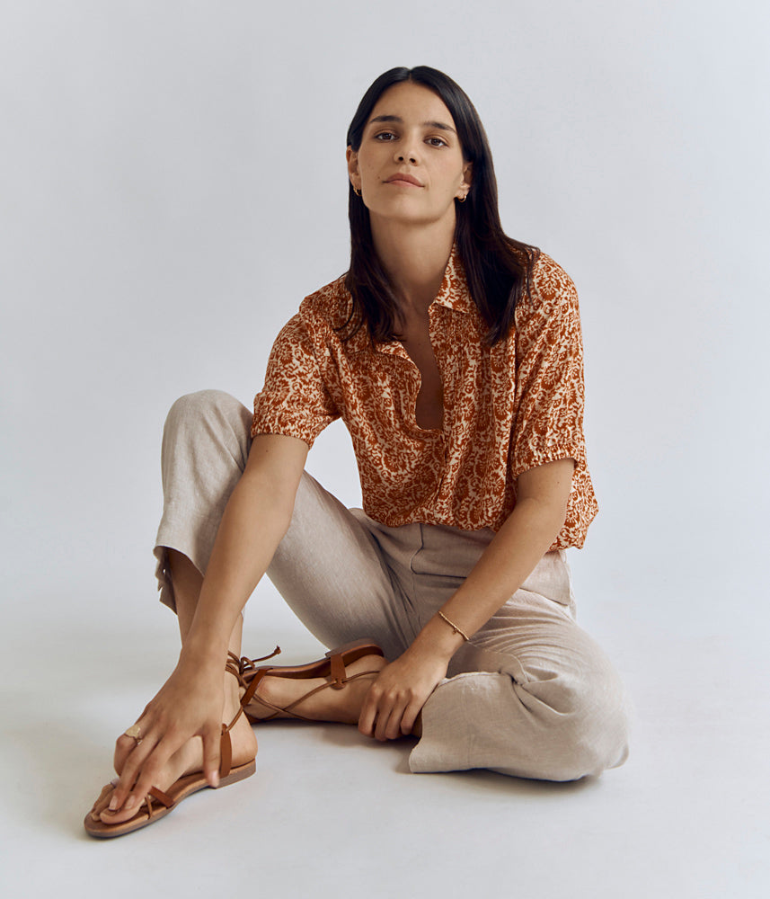 Pantalon dos élastiqué en lin PELICAN-BIS/83274/009