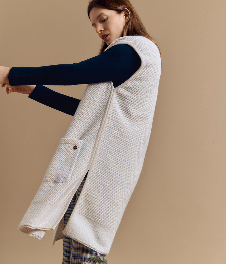 Long knit jacket in Merino wool and alpaca NOW/84177/781