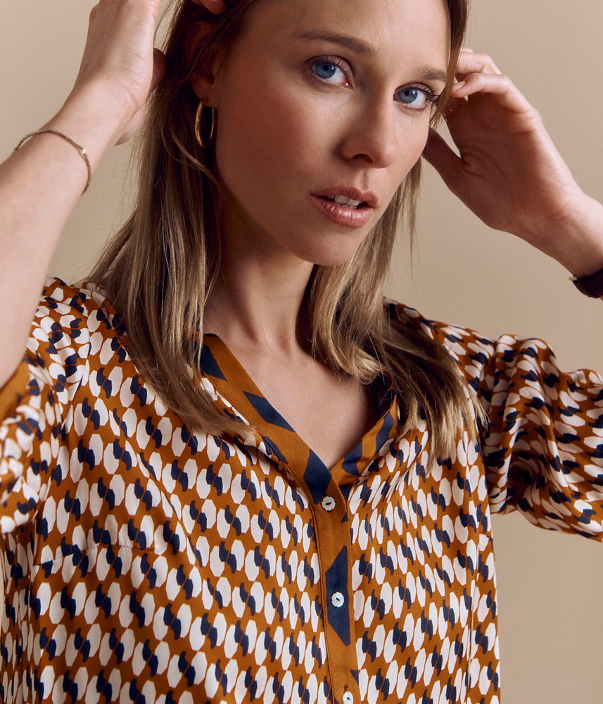 Printed satin blouse CHICAGO/84028/540