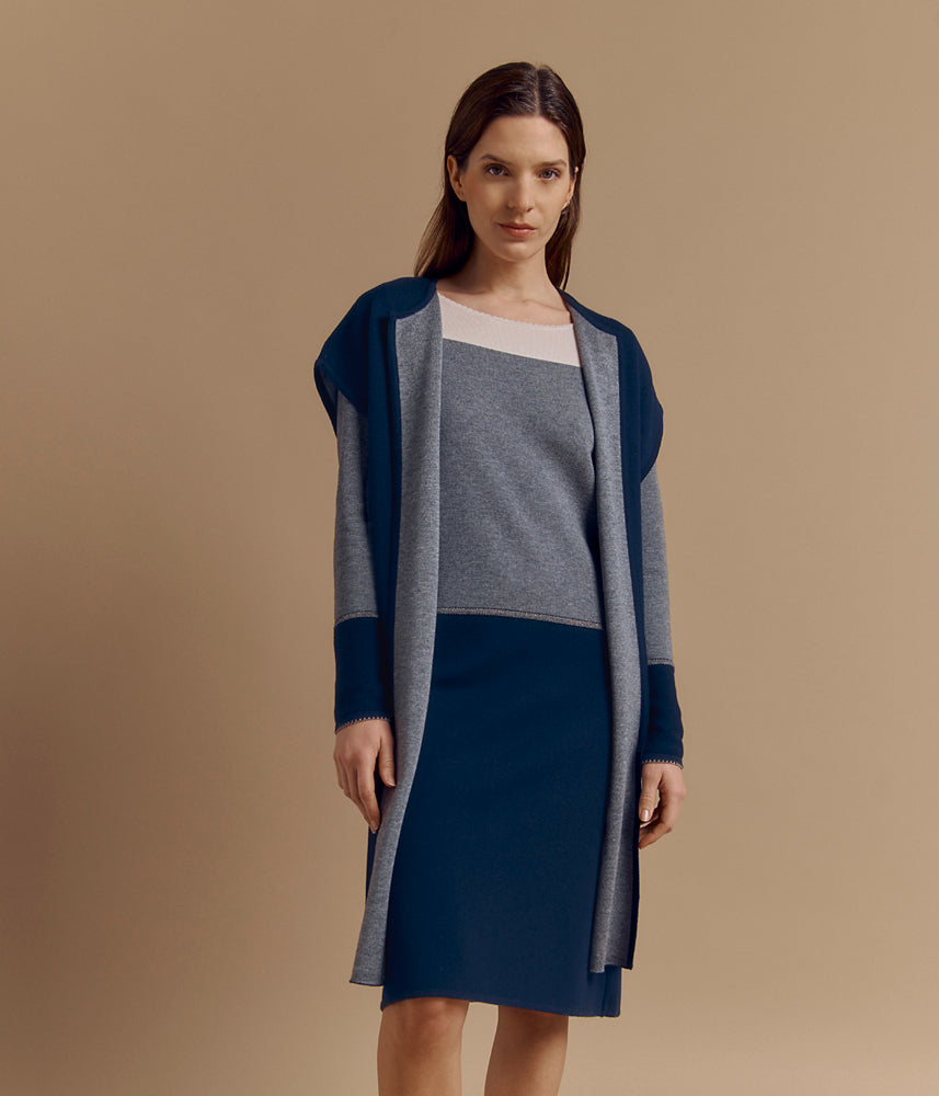 Sleeveless knit coat in merino wool NERINE/84113/886